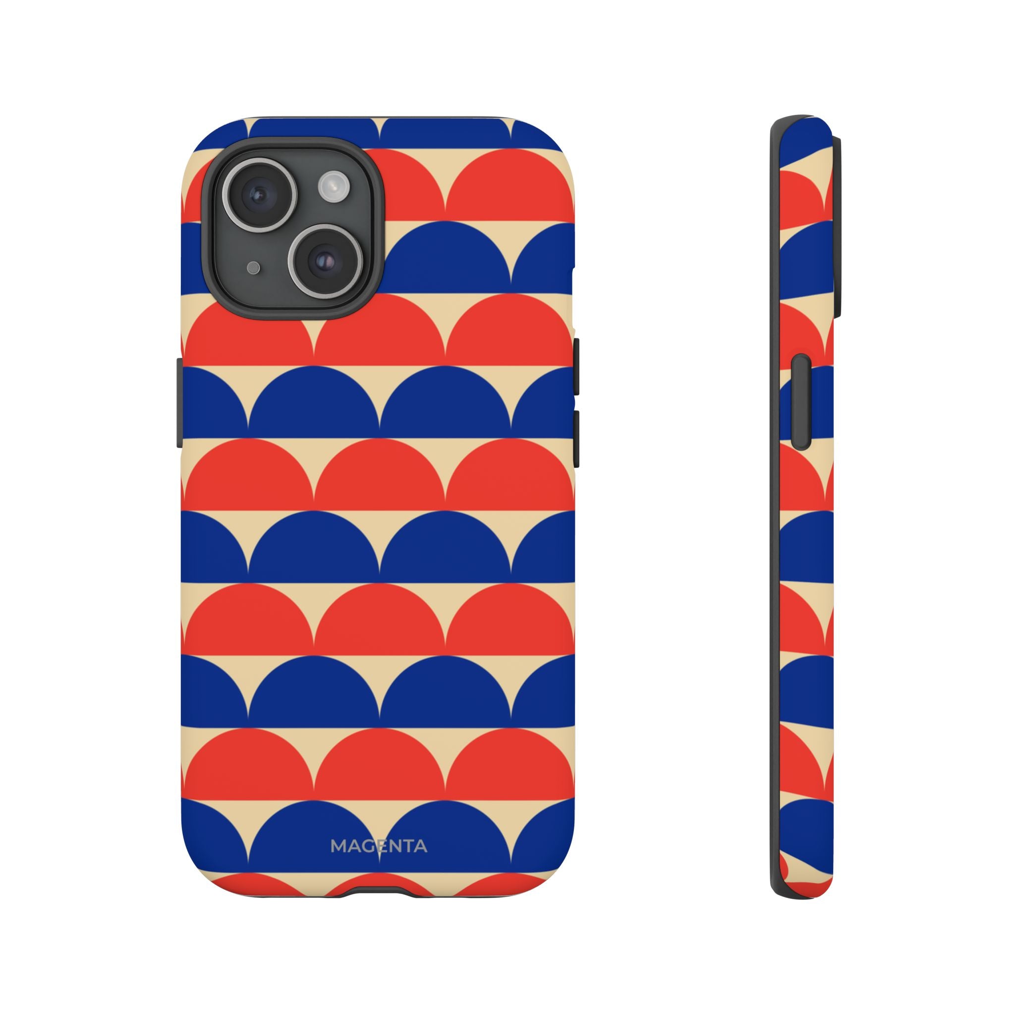 Half-Circles Blue-Red on Cream Tough Case