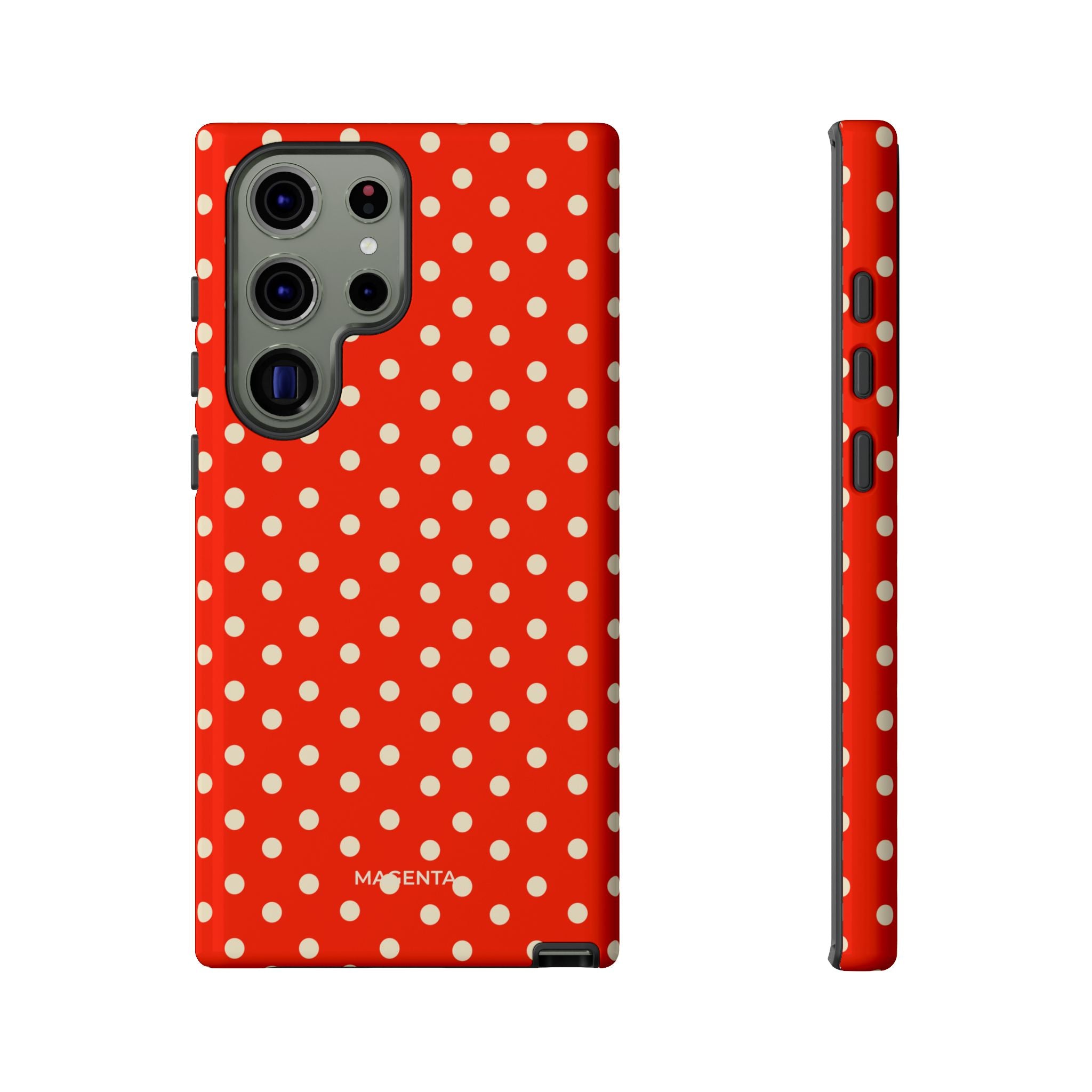 Cream On Scarlet Polka Dot Tough Case