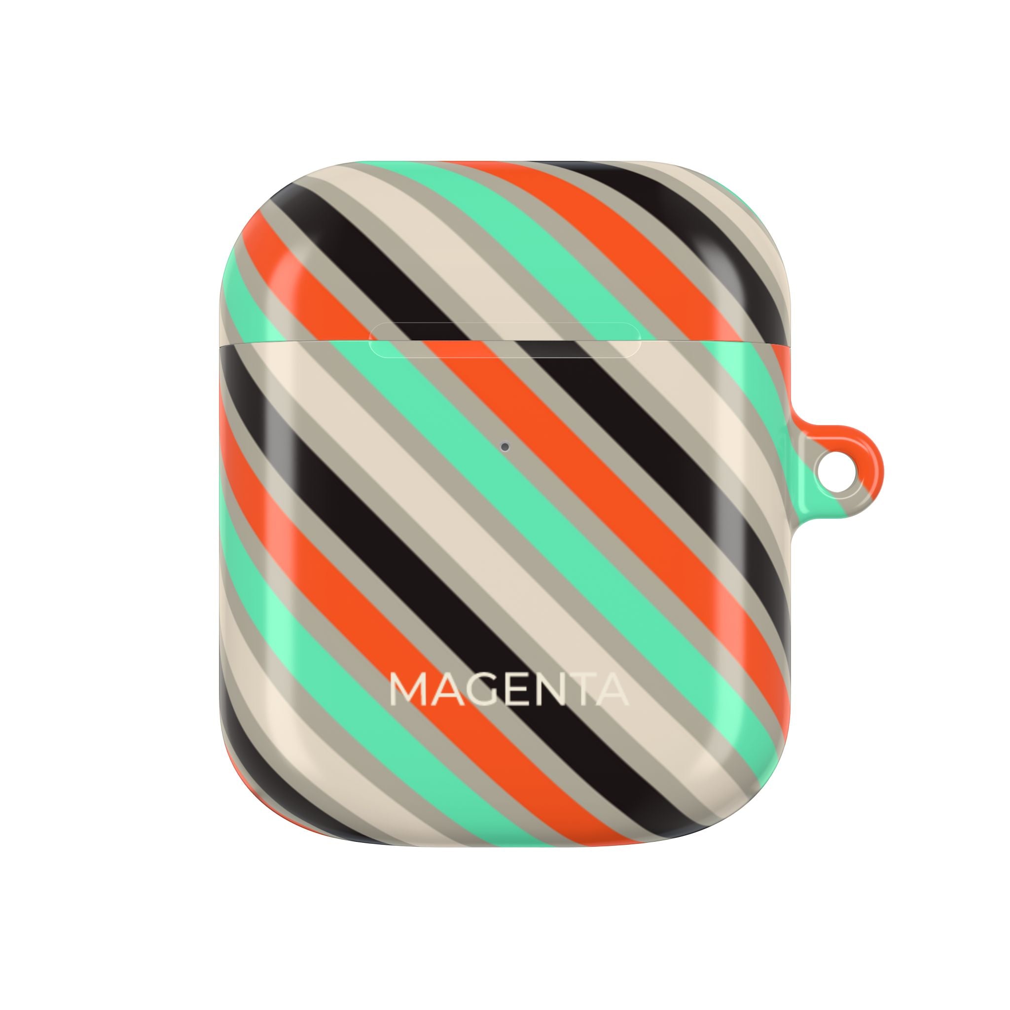 Mint-Coral Stripes AirPods Case