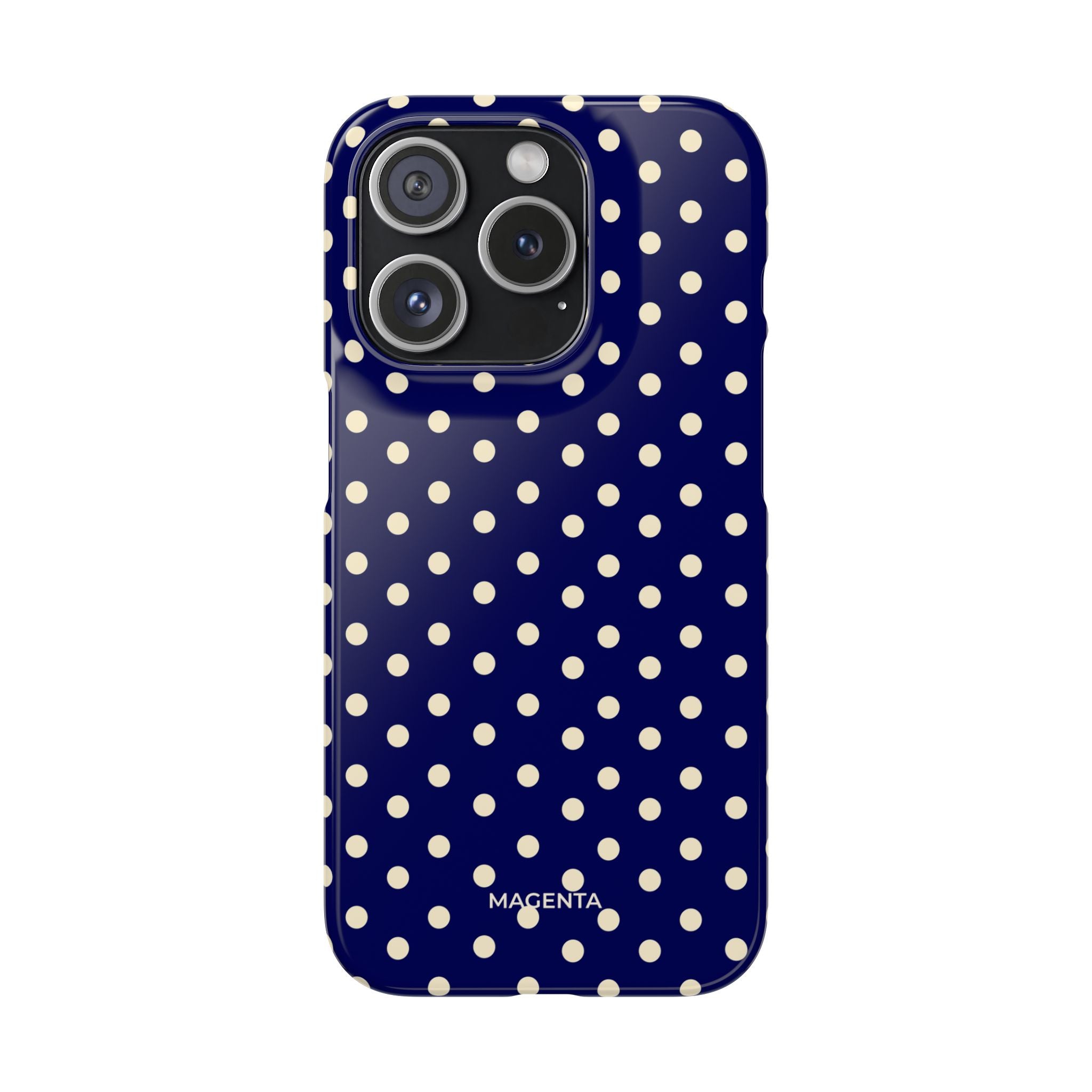 Cream on Navy Polka Dot Snap Case