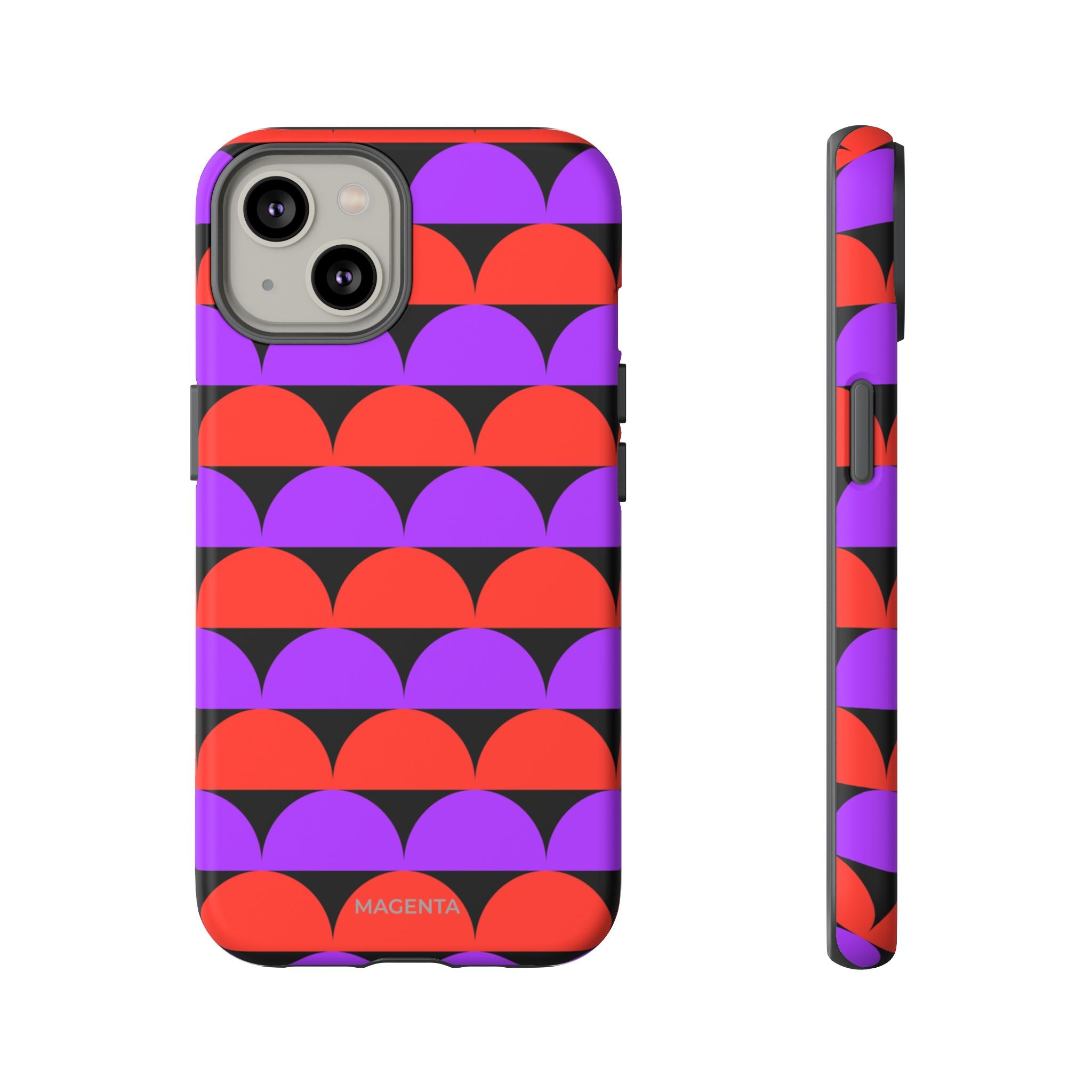 Half-Circles Purple-Red on Black Tough Case