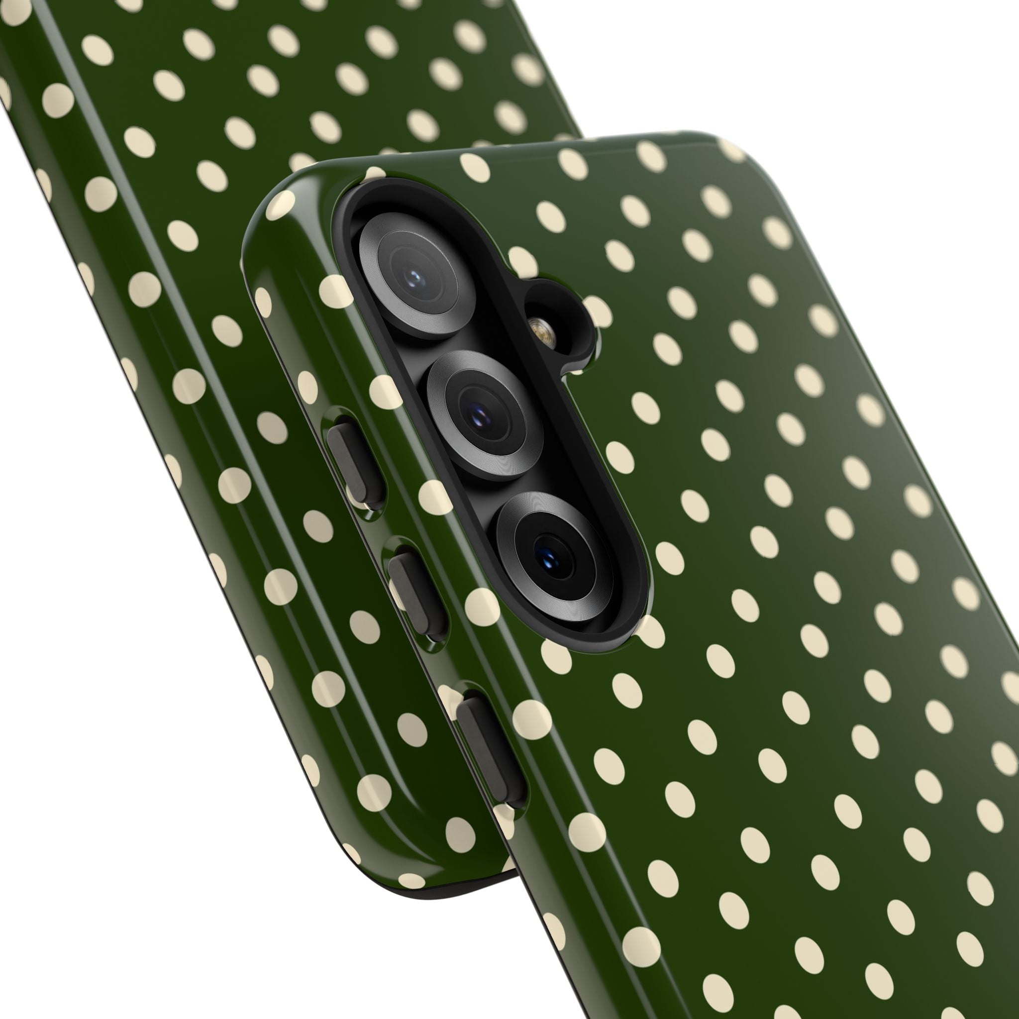 Cream On Dark Olive Polka Dot Tough Case