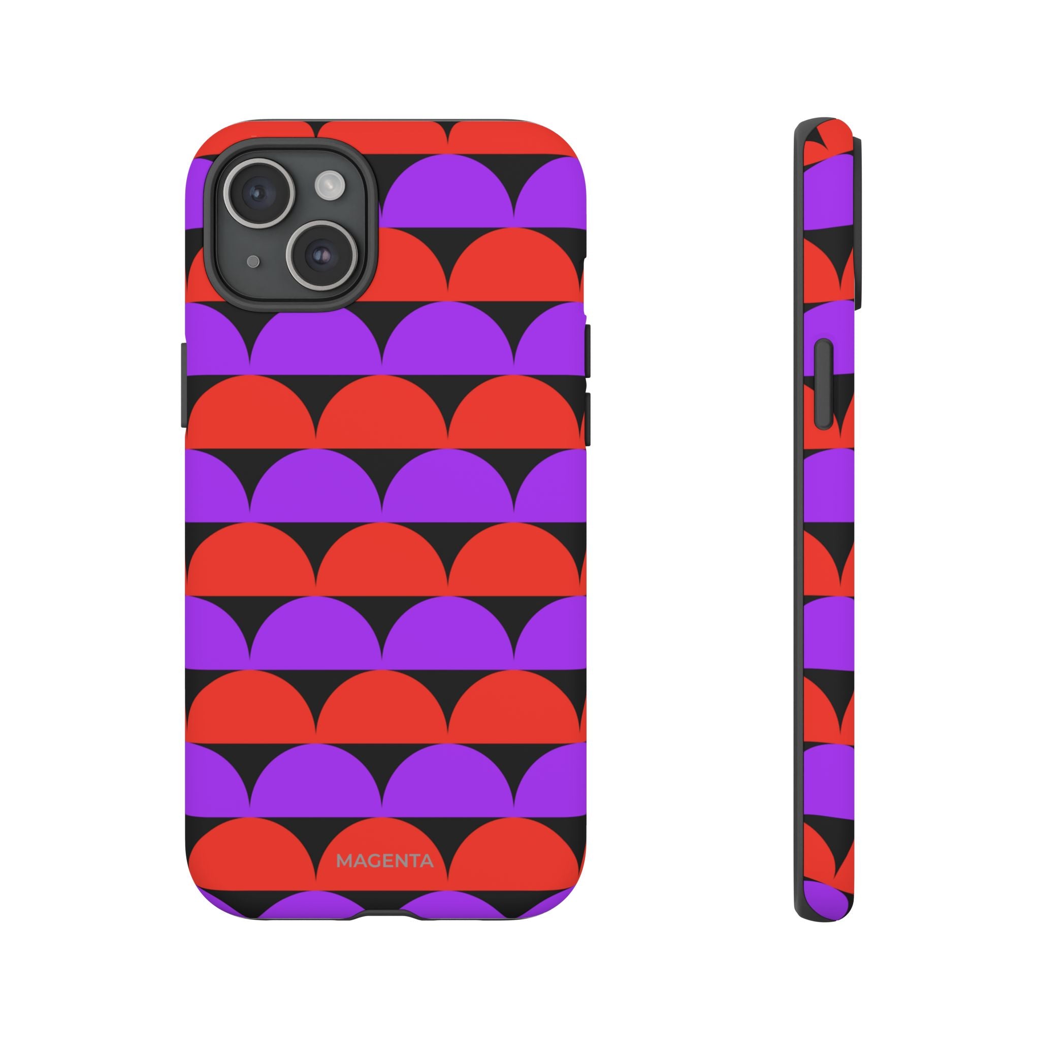 Half-Circles Purple-Red on Black Tough Case