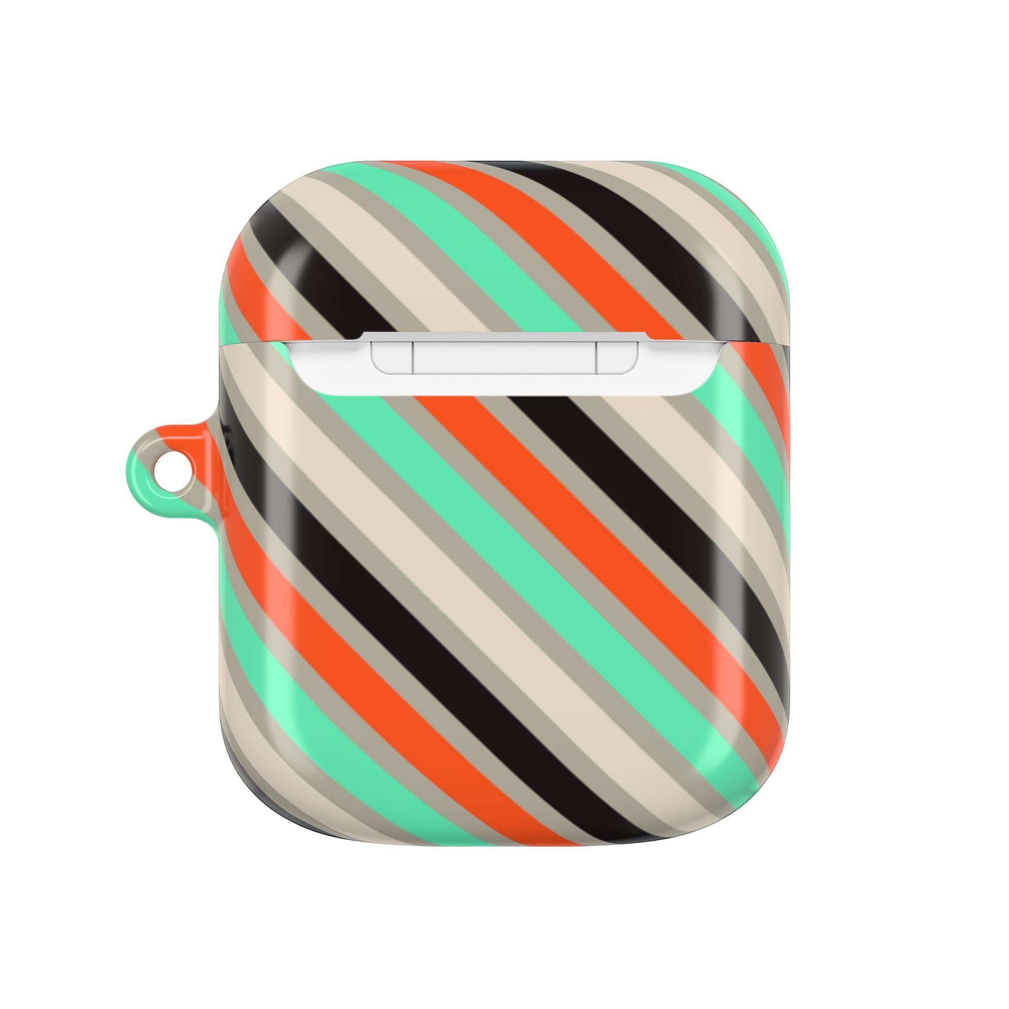 Mint-Coral Stripes AirPods Case