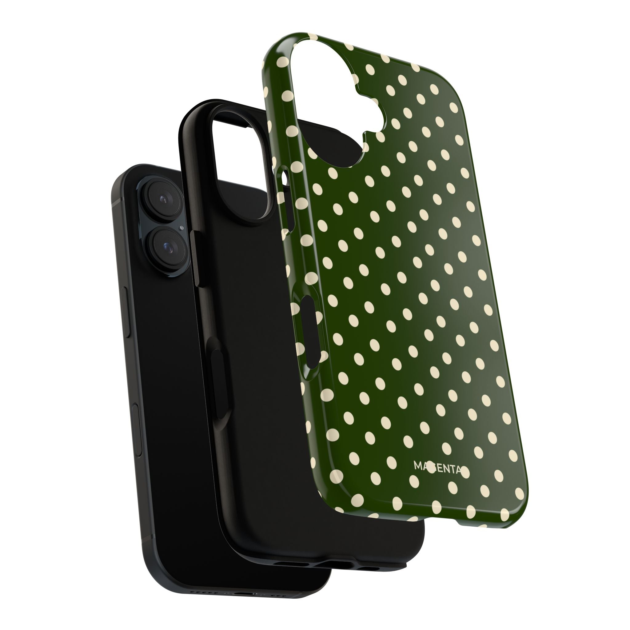 Cream On Dark Olive Polka Dot Tough Case