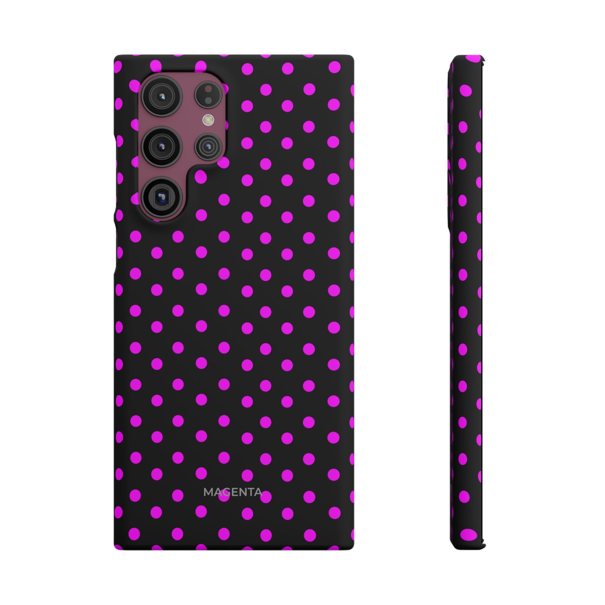 Magenta On Black Polka Dot Snap Case