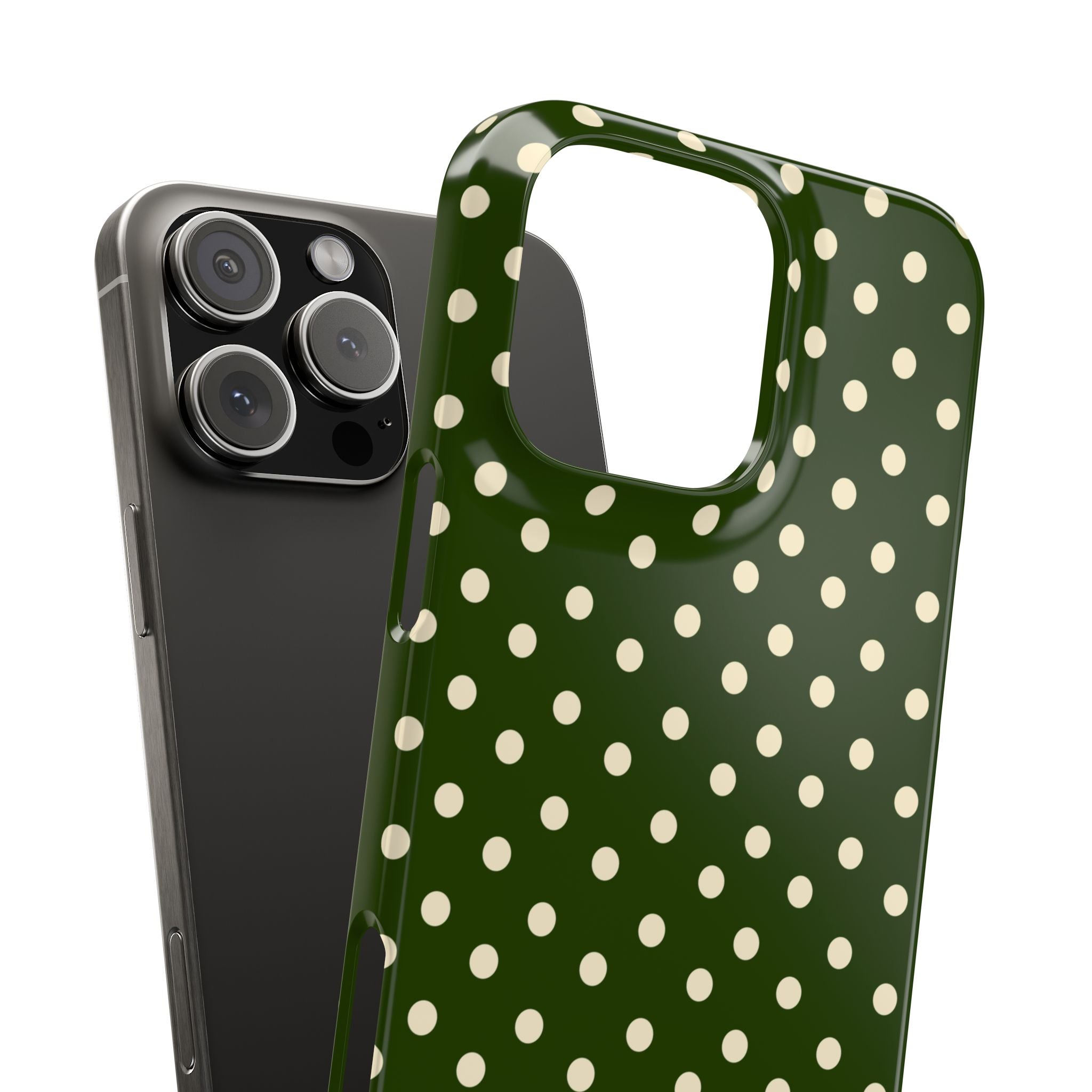 Cream on Dark Olive Polka Dot Snap Case
