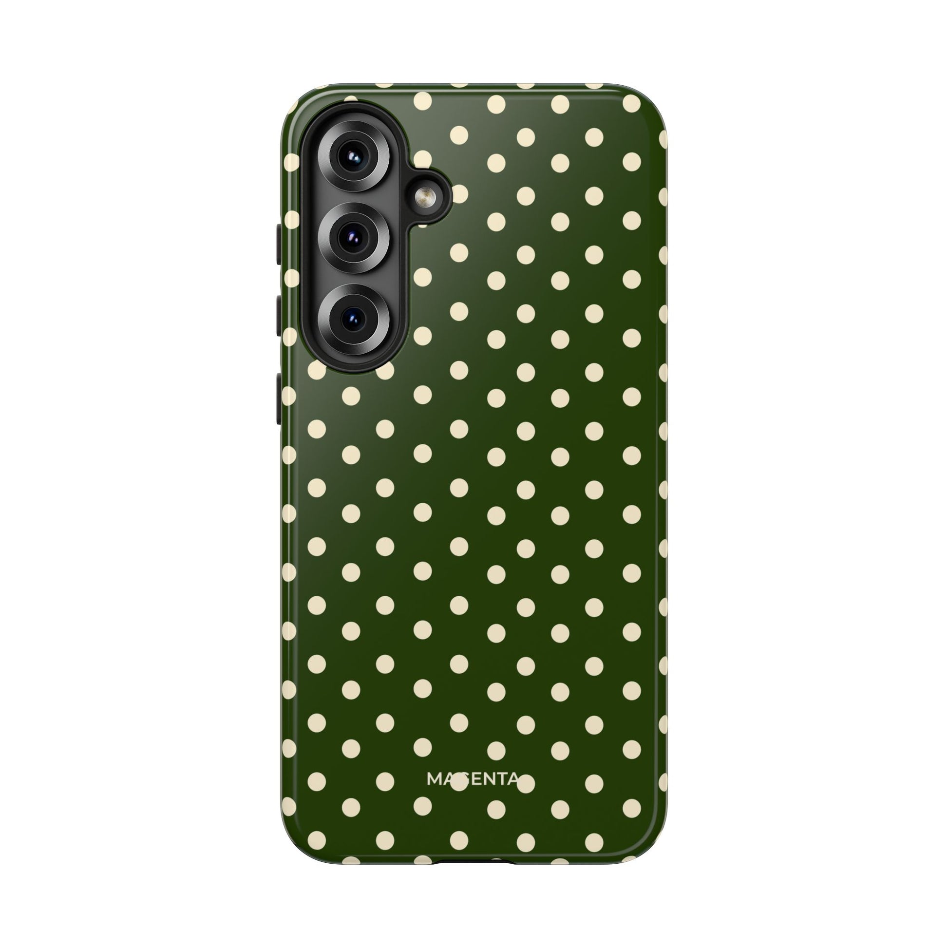Cream On Dark Olive Polka Dot Tough Case