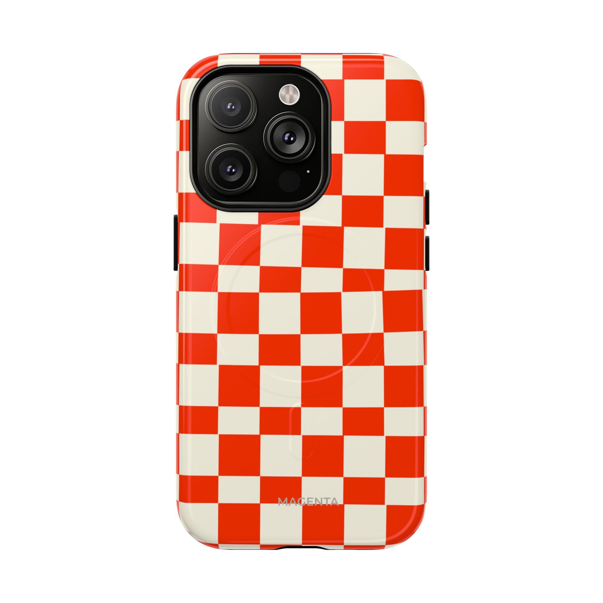 Red & Off White Check Tough Magnetic Case