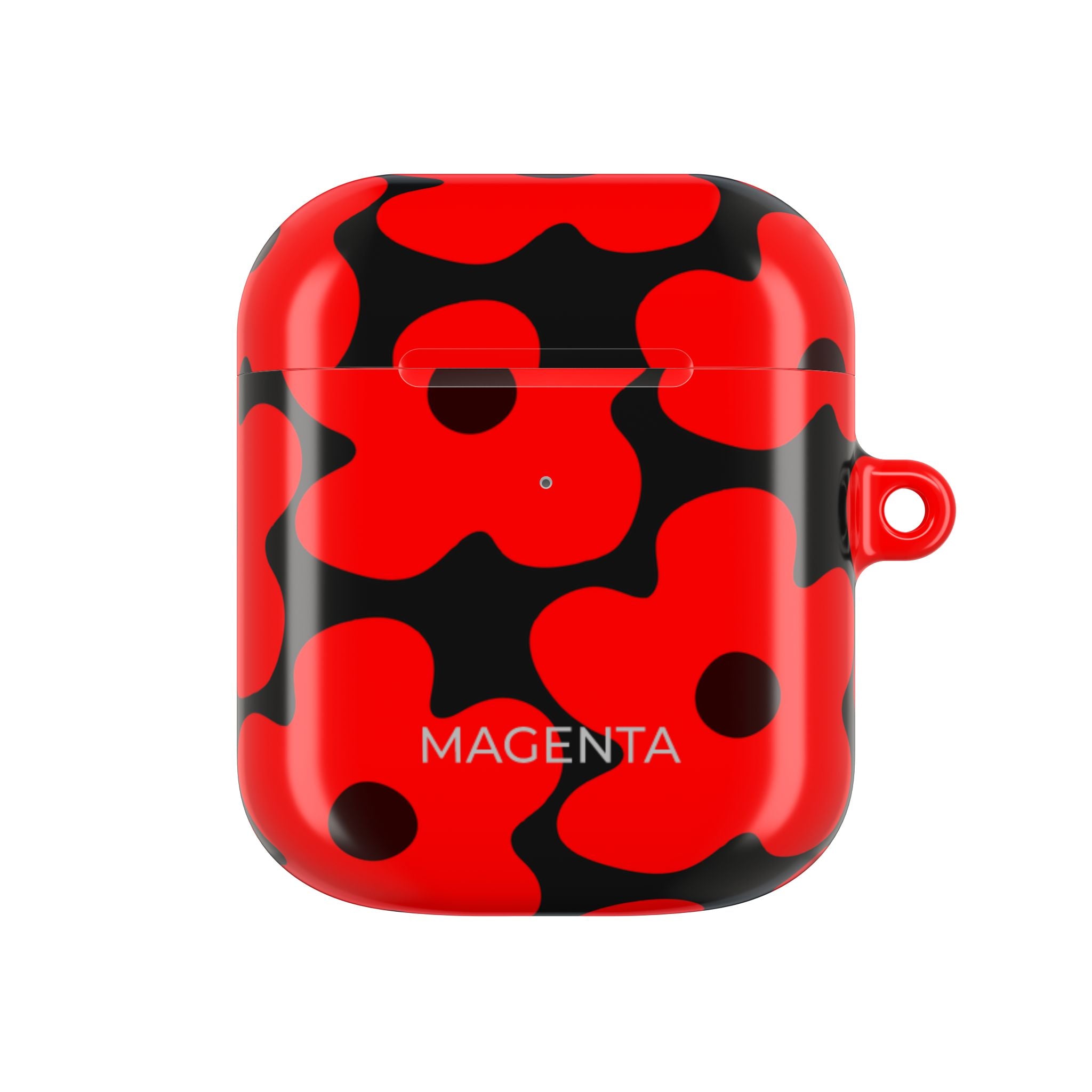 Red Floral AirPods Case - Red On Black