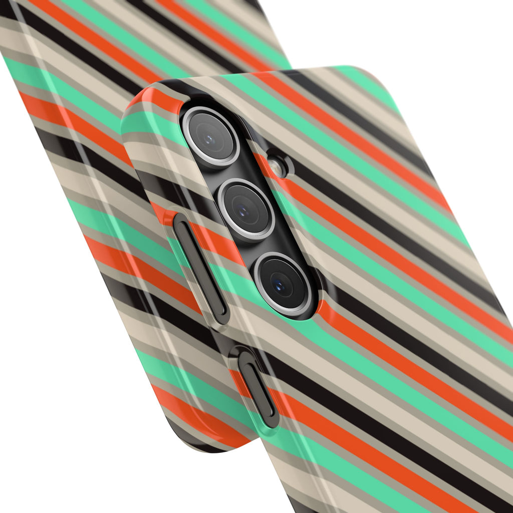 Mint Orange Stripes Snap Case