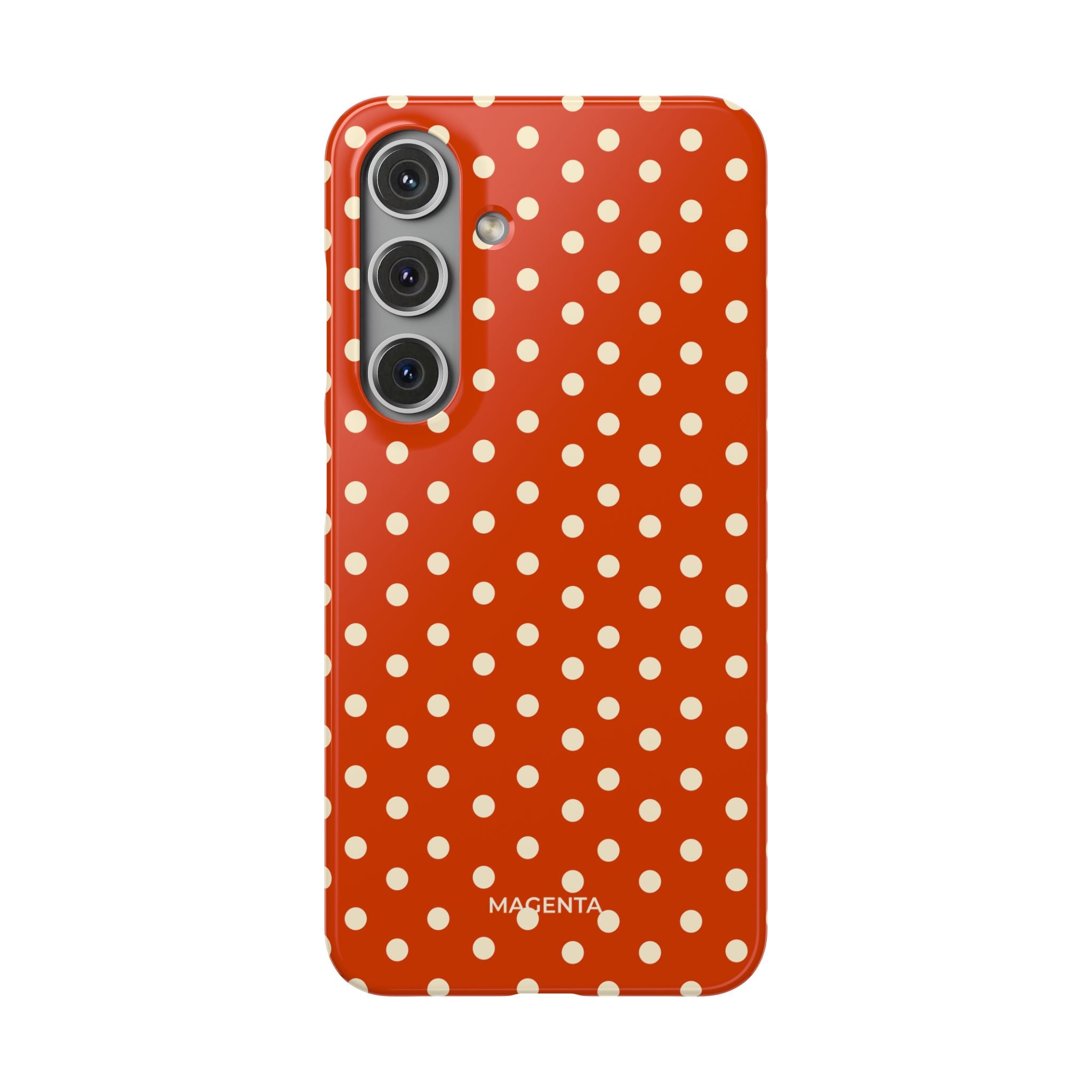 Cream On Dark Orange Red Polka Dot Snap Case