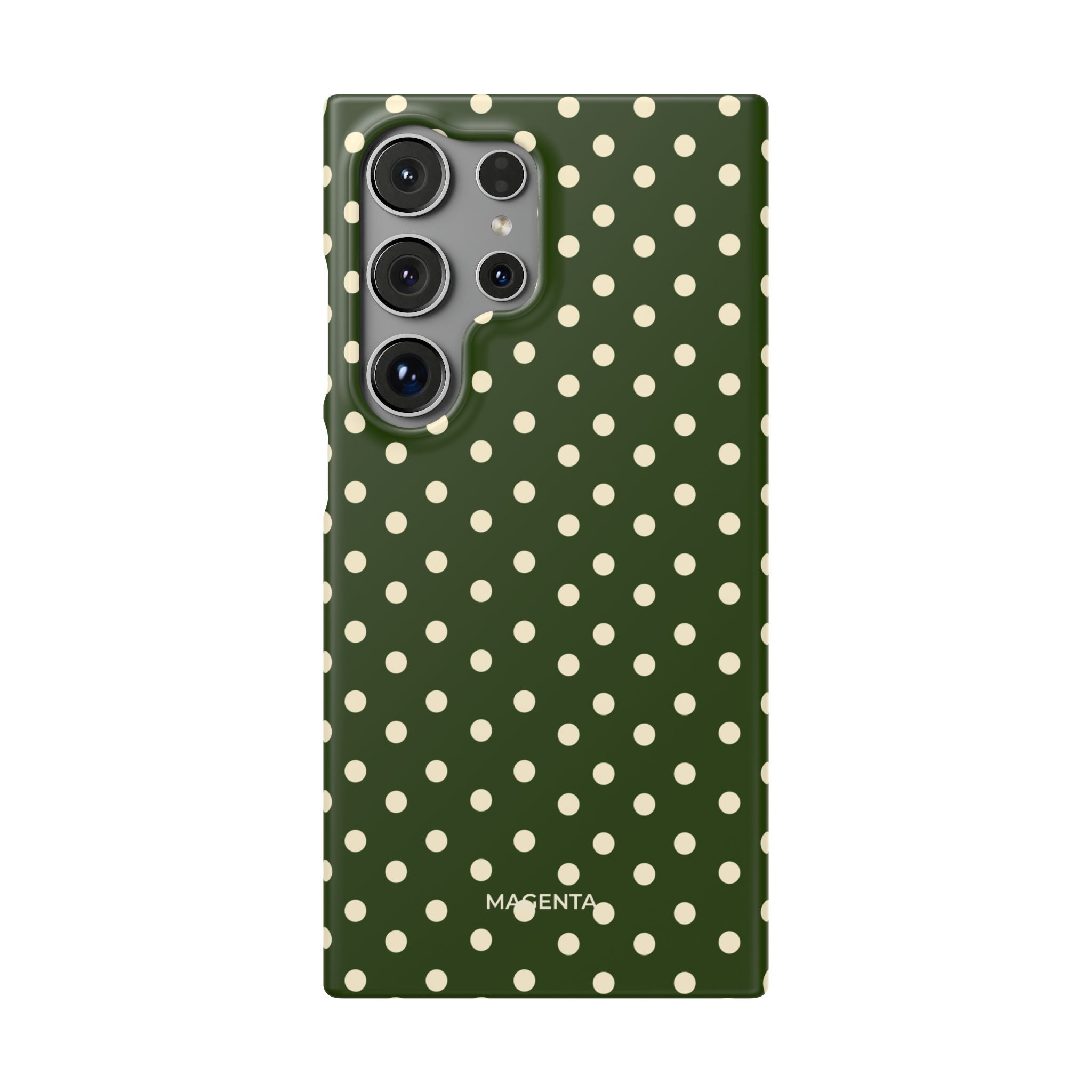Cream On Dark Olive Polka Dot Snap Case