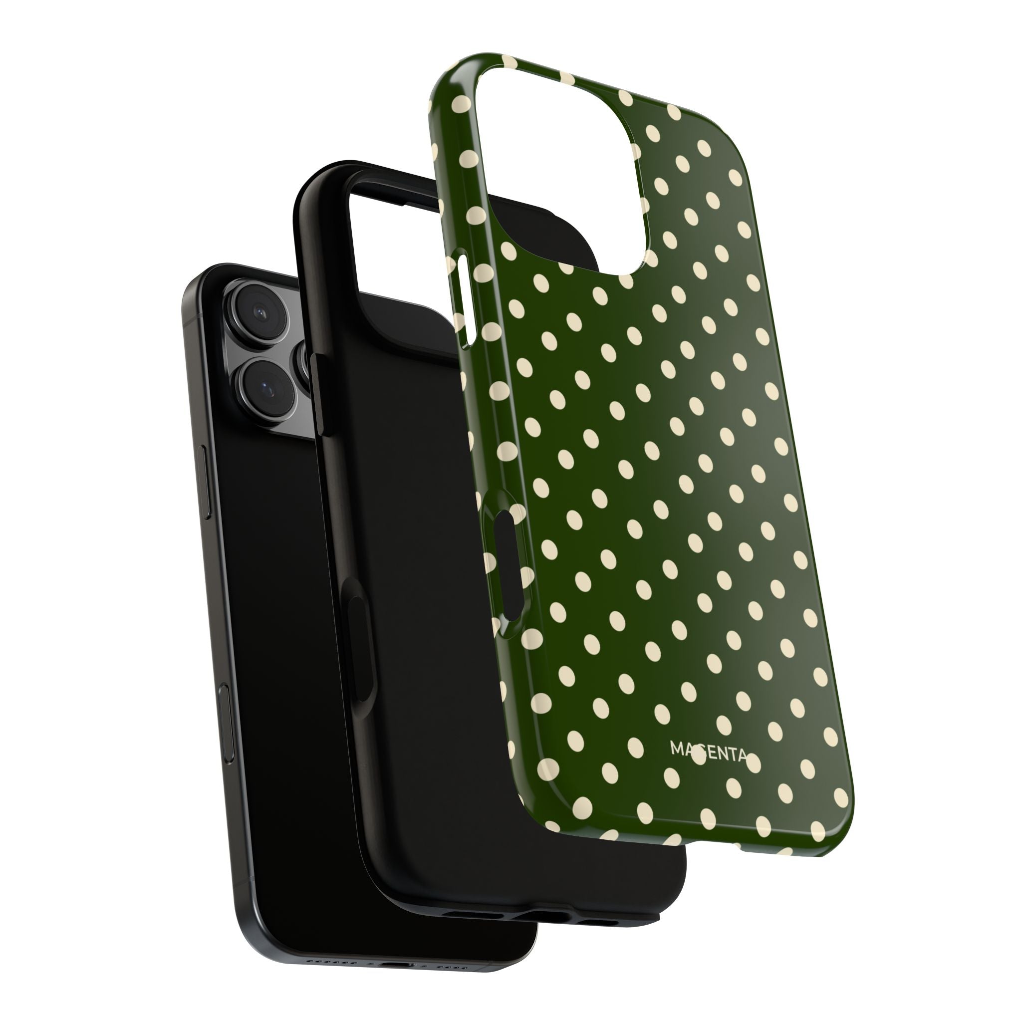 Cream On Dark Olive Polka Dot Tough Case