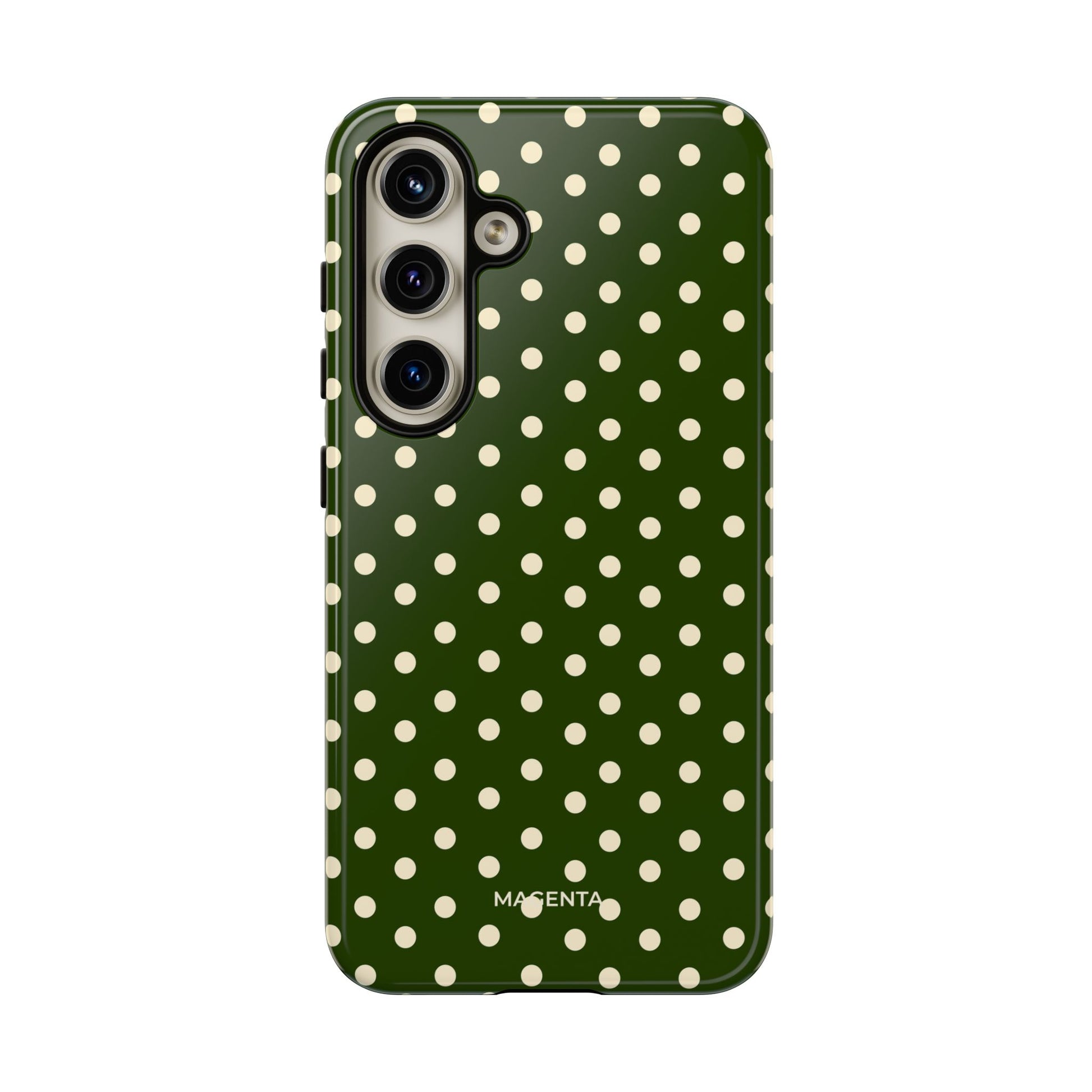 Cream On Dark Olive Polka Dot Tough Case