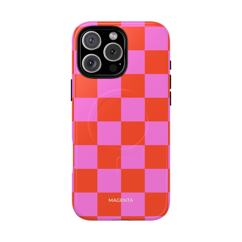 Pink & Orange Checkmate Tough Mag Case