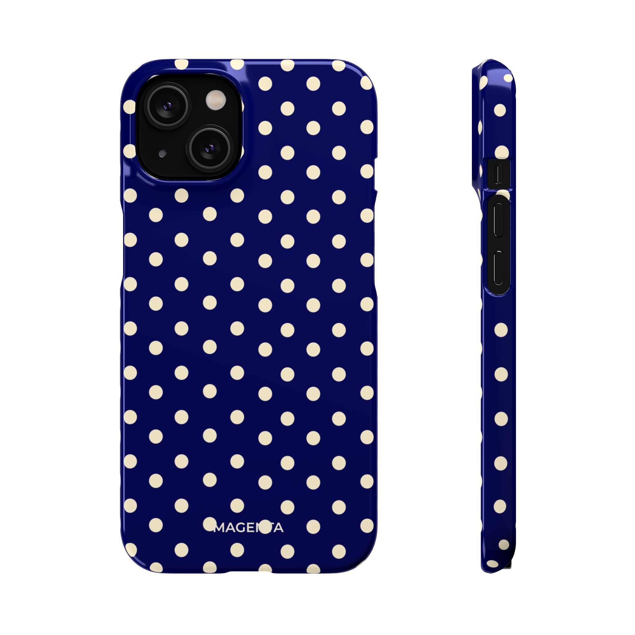 Cream on Navy Polka Dot Snap Case