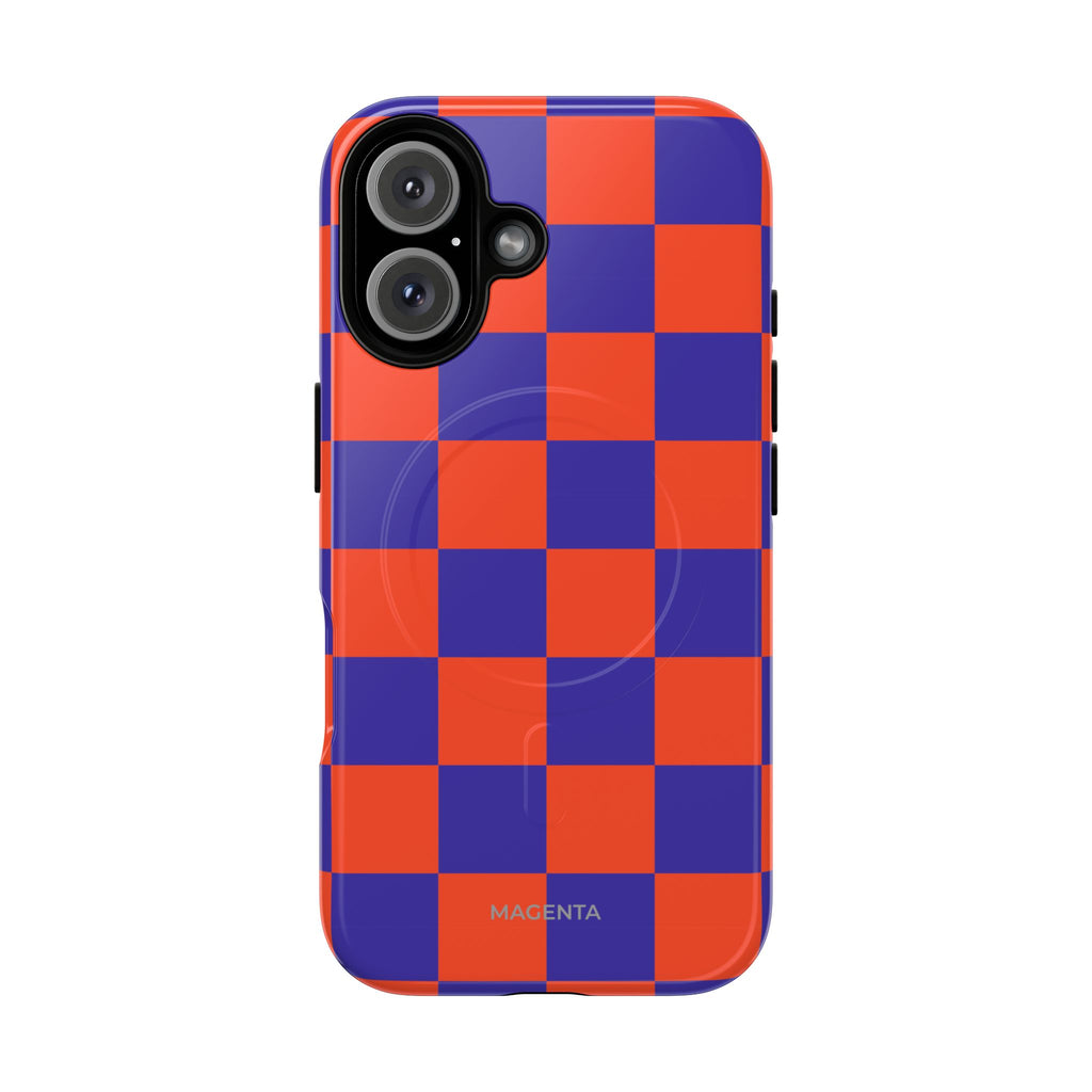 Blue & Orange Checkmate Tough Mag Case