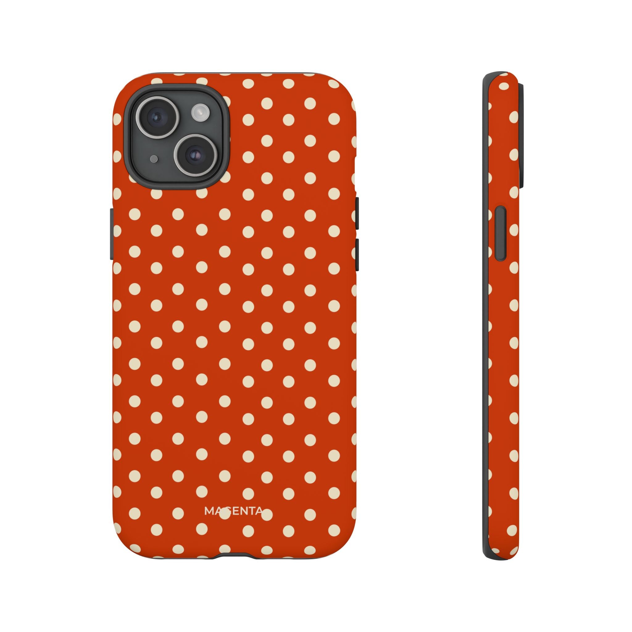 Cream On Dark Orange Red Polka Dot Tough Case
