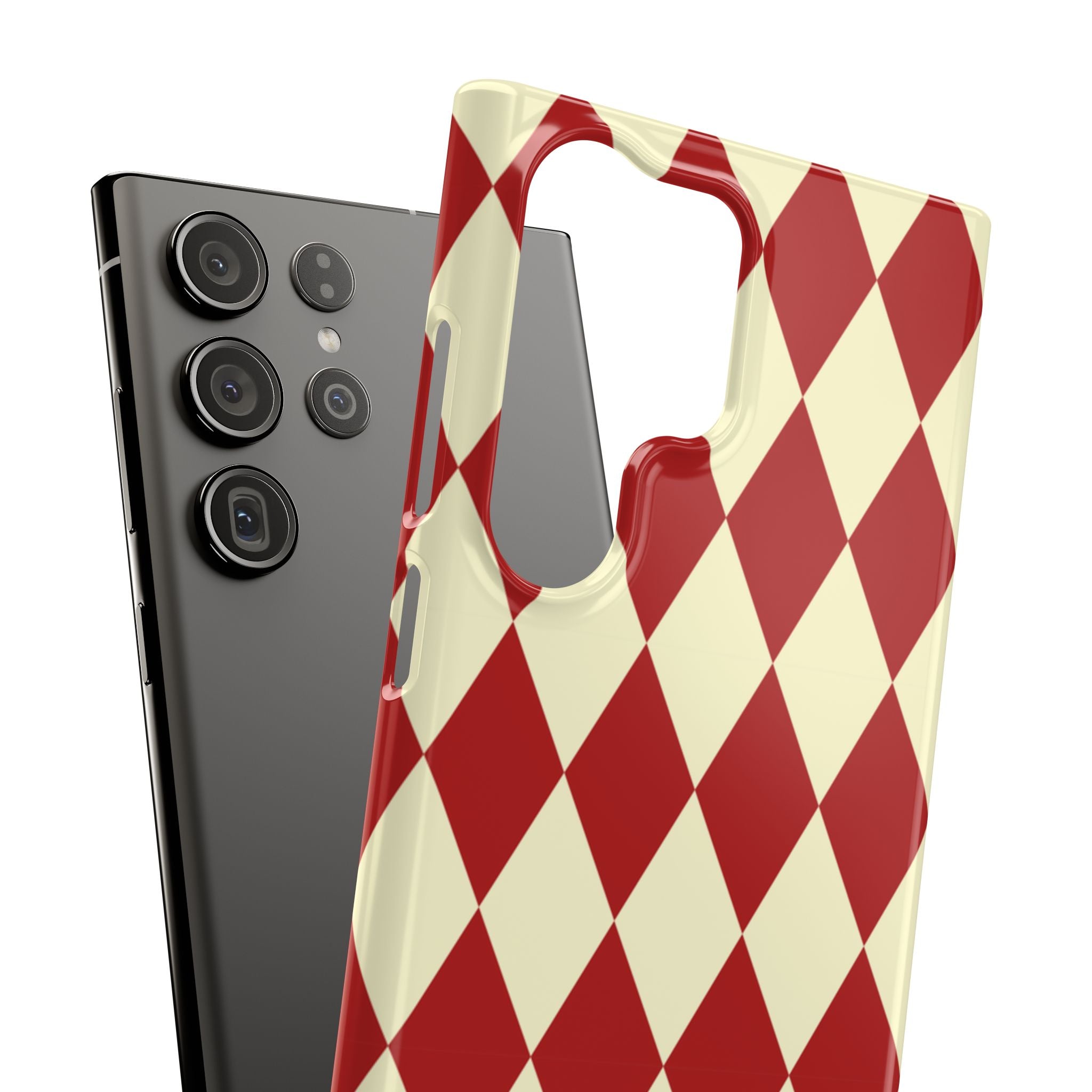 Maroon & Cream Geometric Snap Case