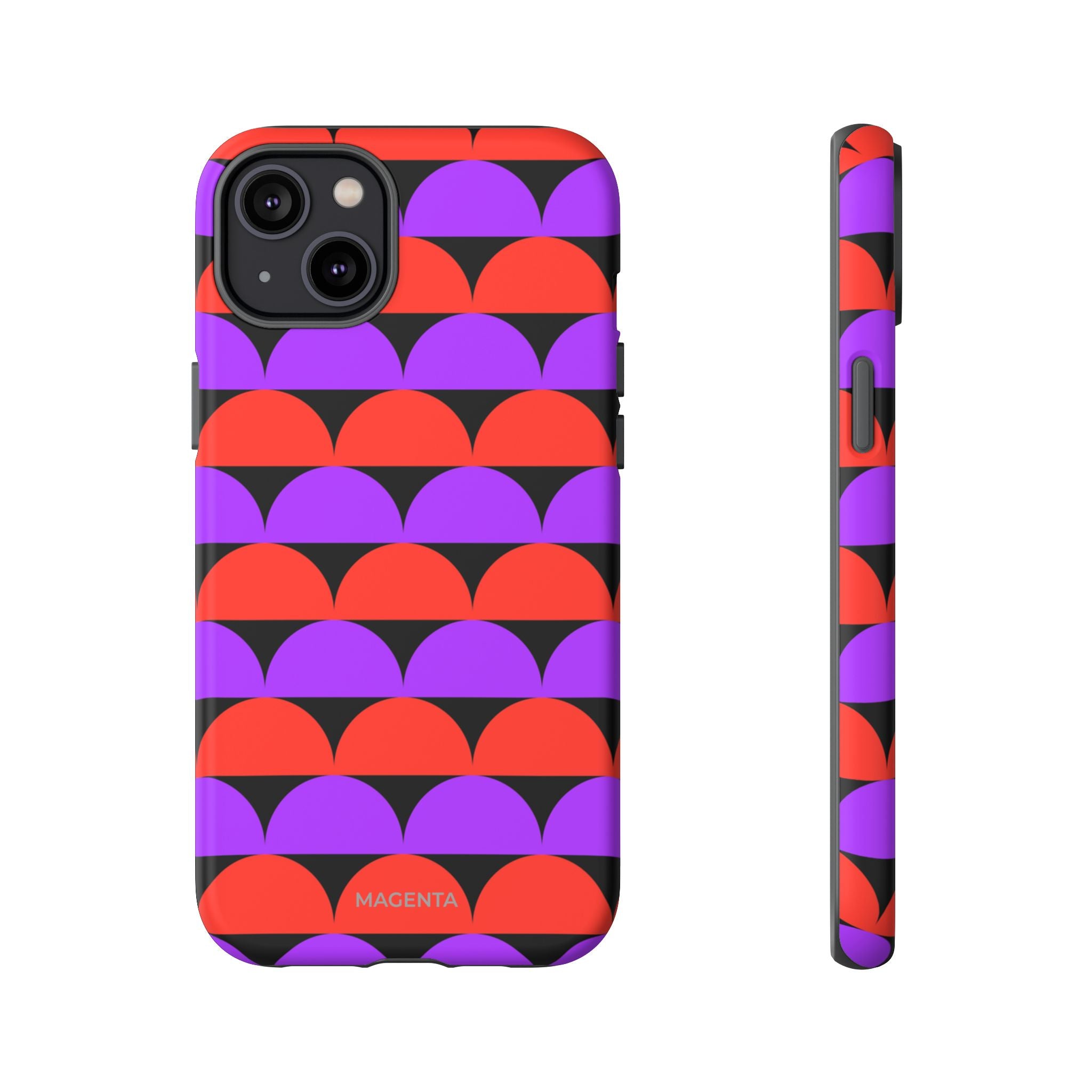 Half-Circles Purple-Red on Black Tough Case