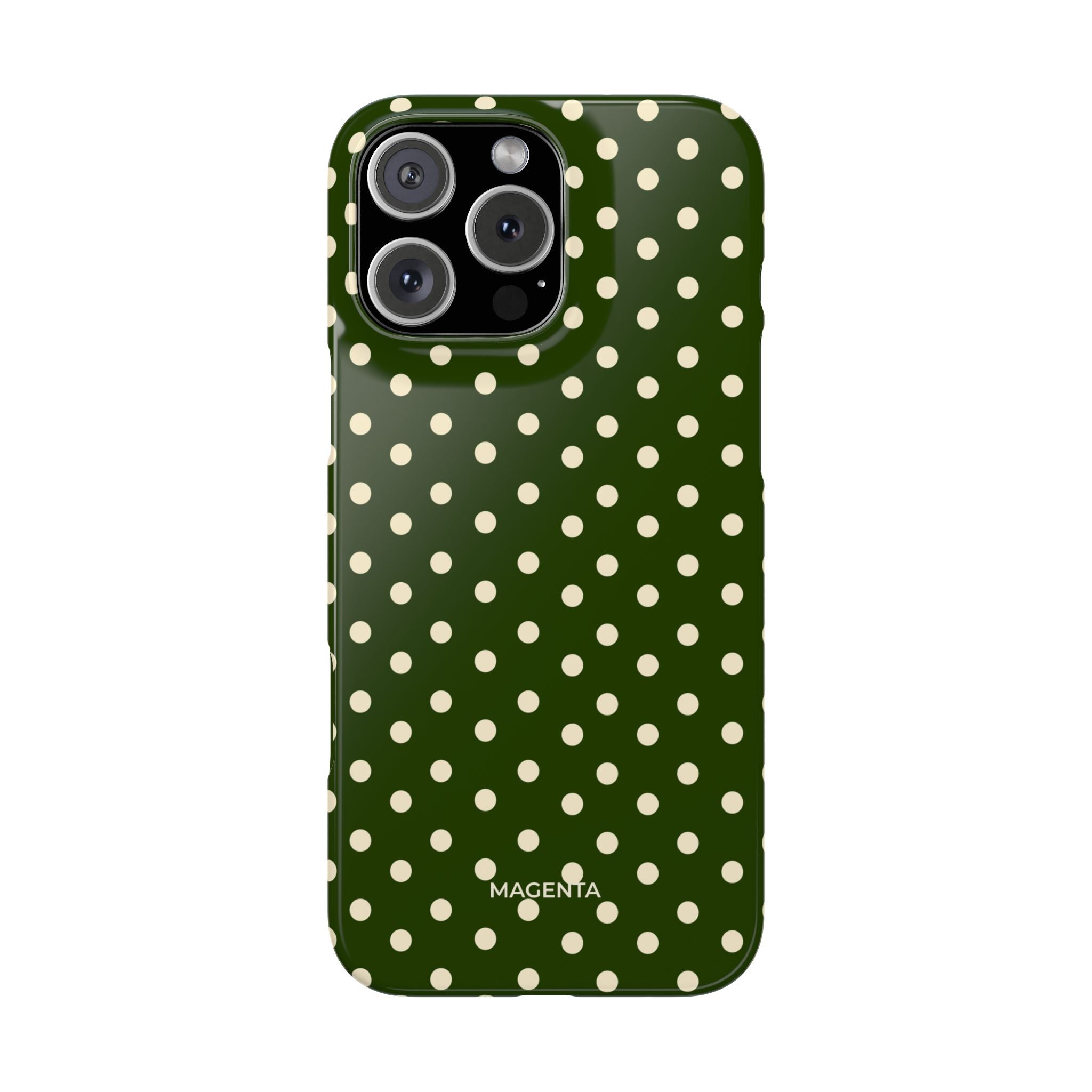 Cream on Dark Olive Polka Dot Snap Case