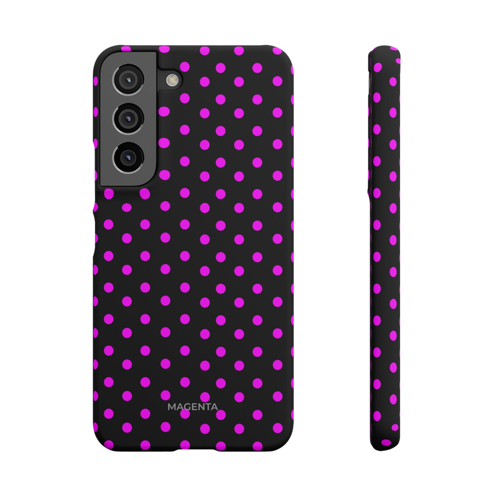 Magenta On Black Polka Dot Snap Case