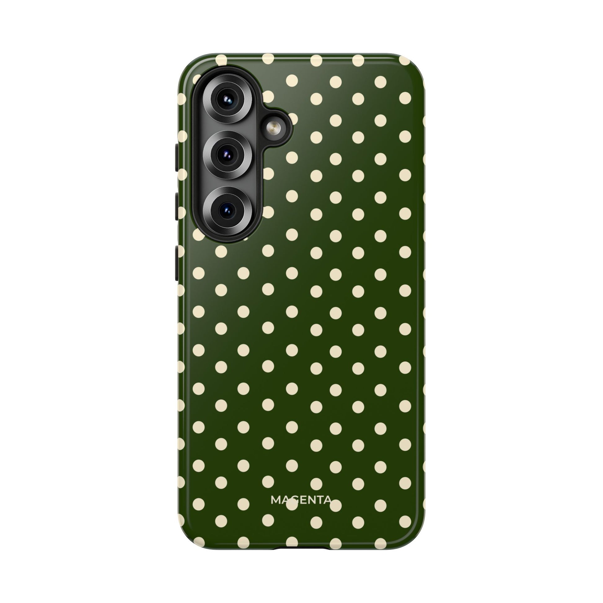 Cream On Dark Olive Polka Dot Tough Case