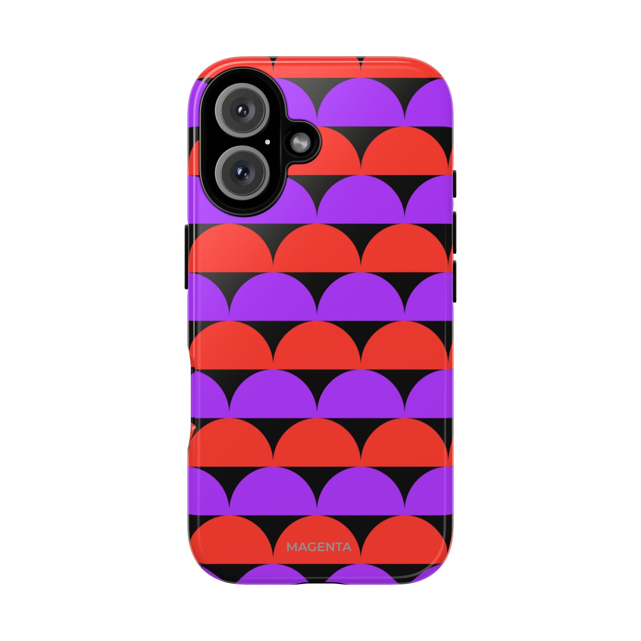 Half-Circles Purple-Red on Black Tough Case