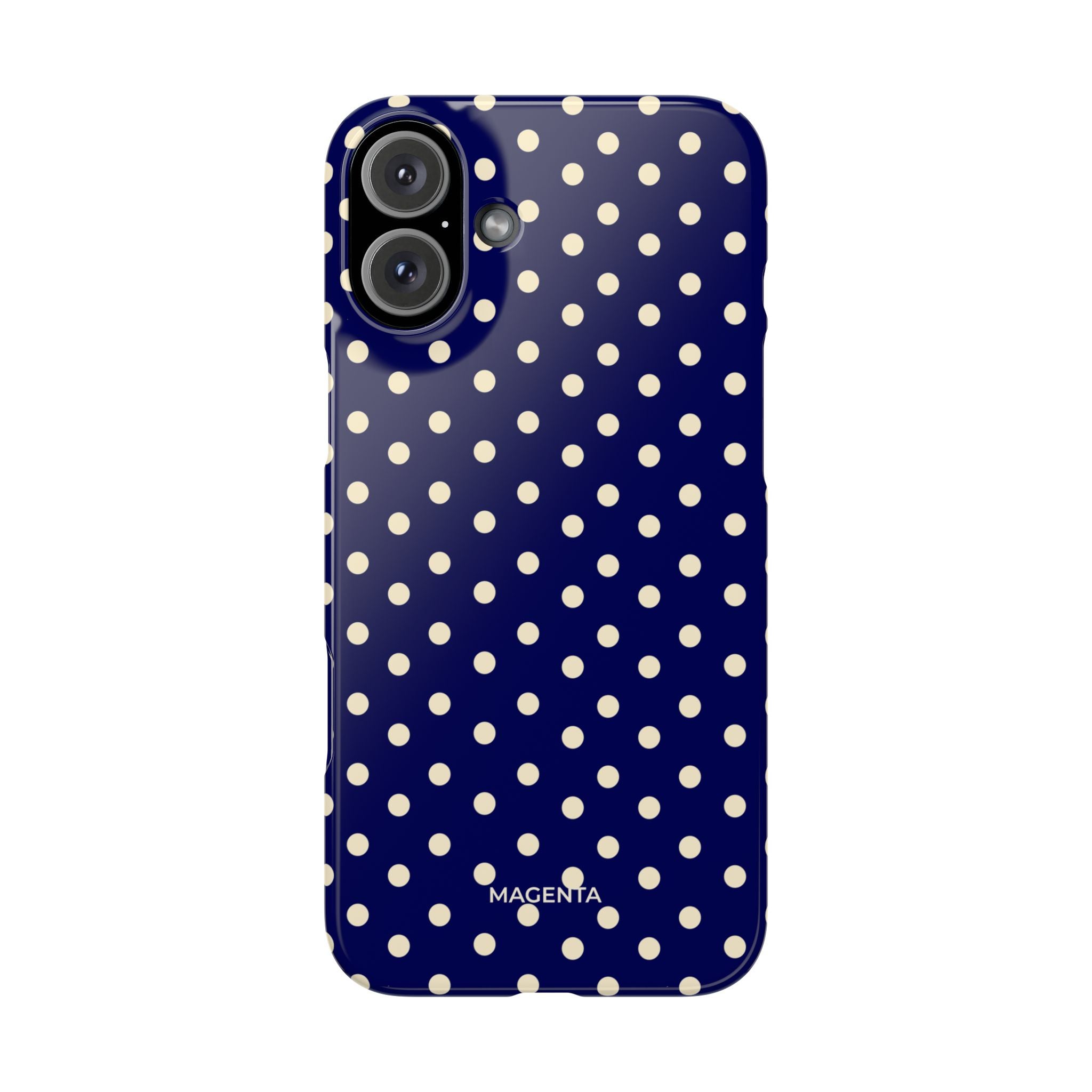 Cream on Navy Polka Dot Snap Case