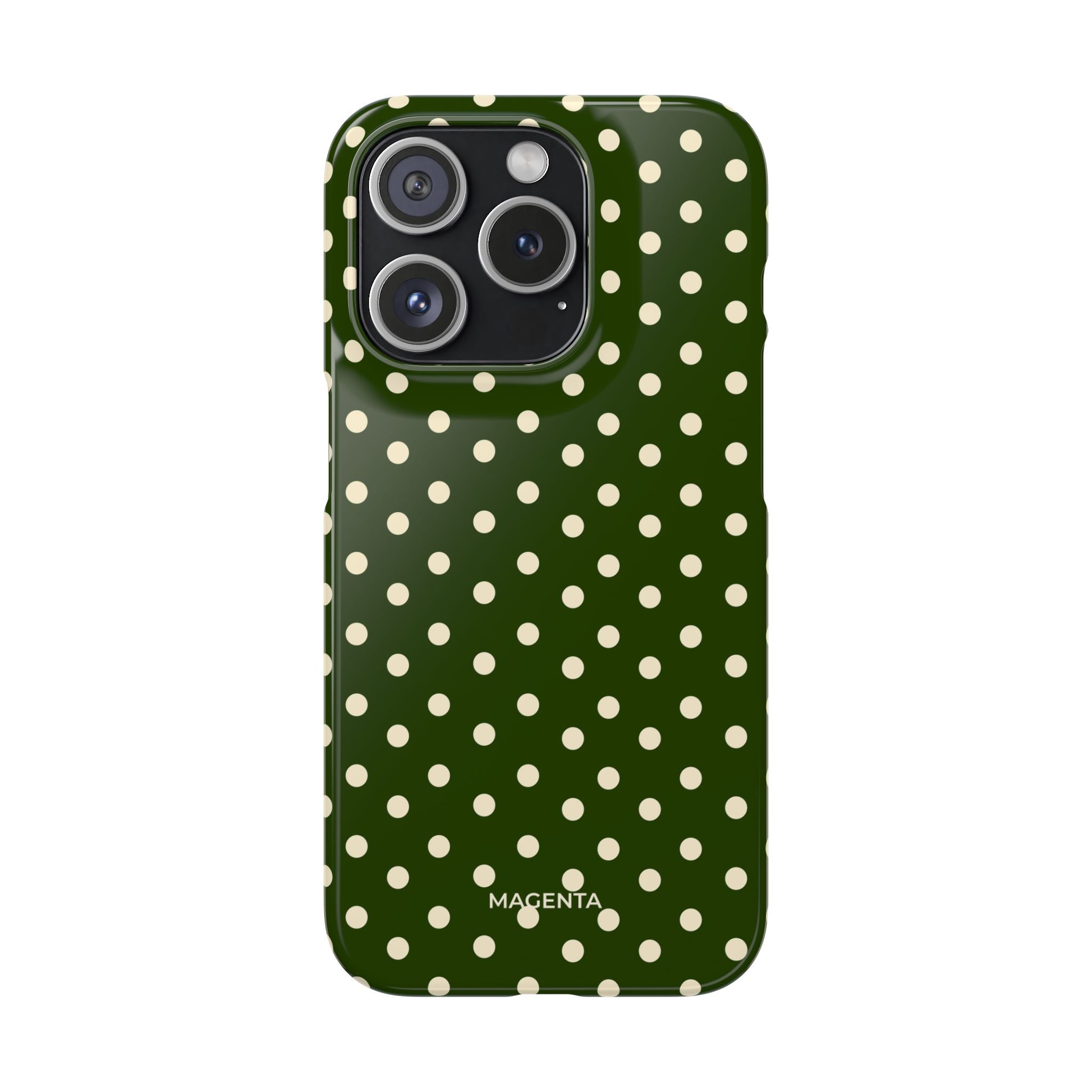 Cream on Dark Olive Polka Dot Snap Case