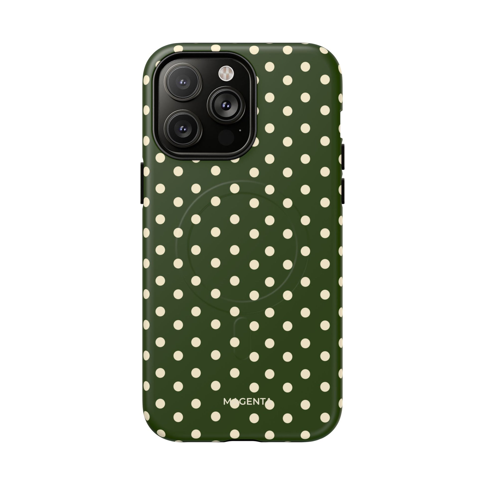 Cream On Dark Olive Tough Magnetic Case