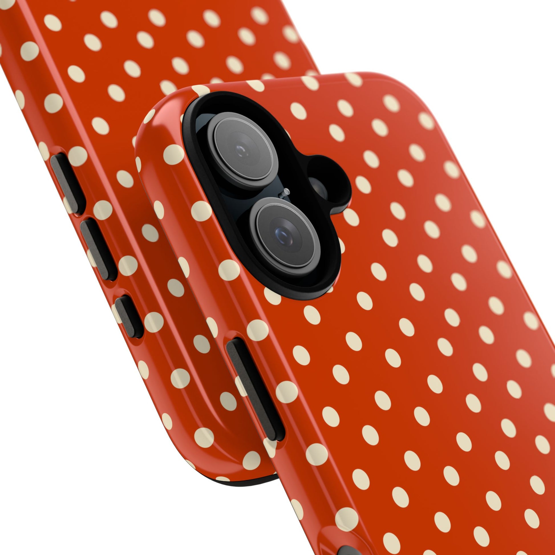 Cream On Dark Orange Red Polka Dot Tough Case