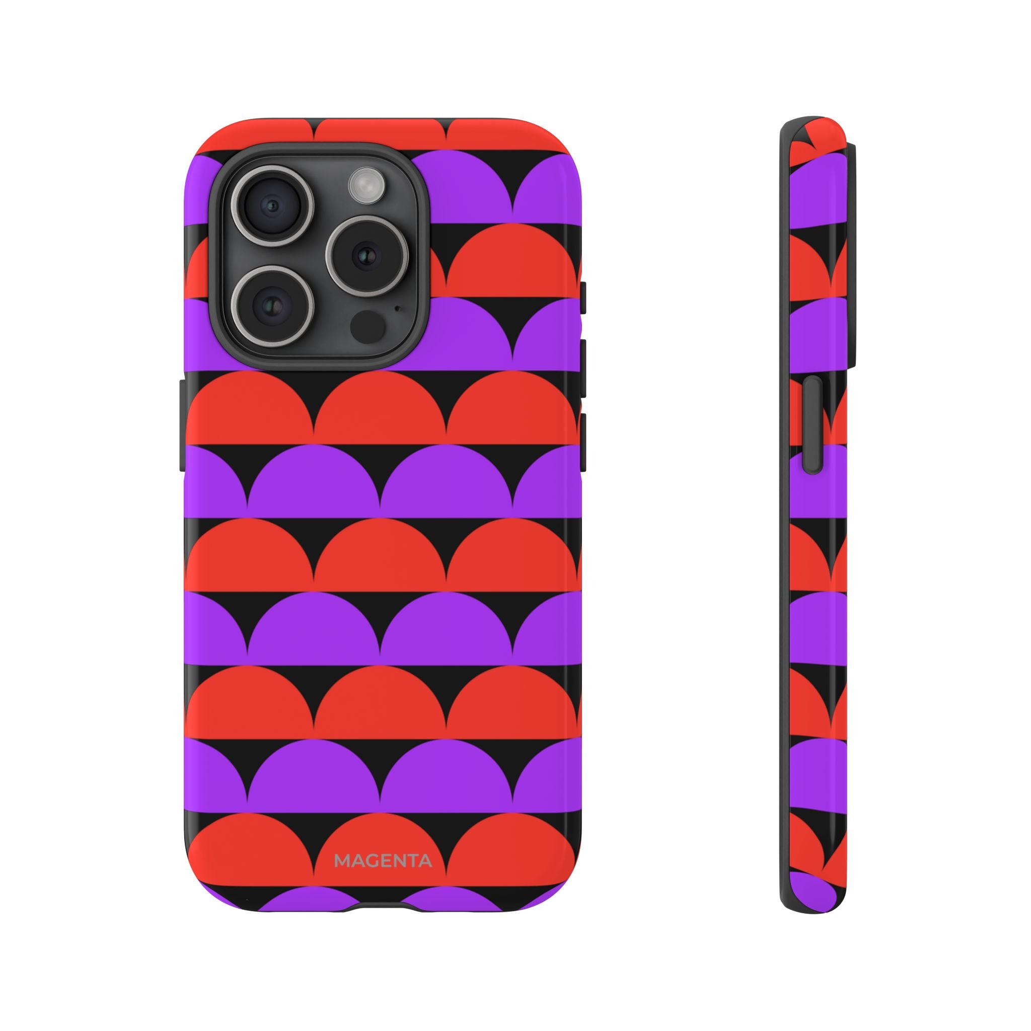 Half-Circles Purple-Red on Black Tough Case