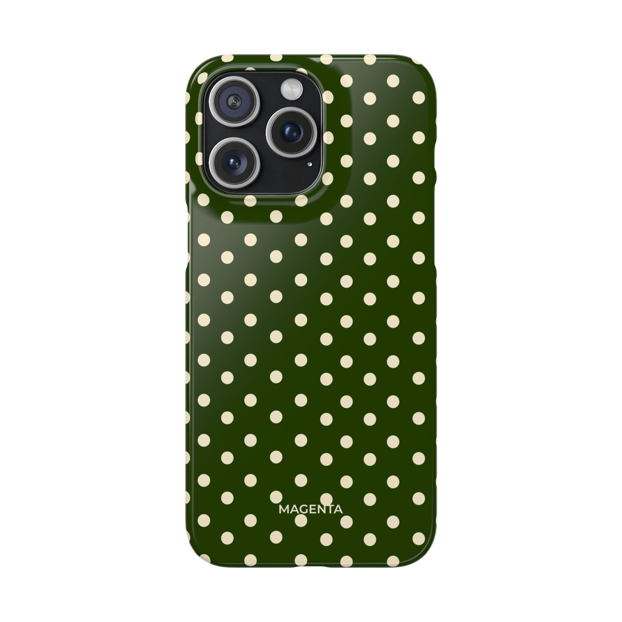 Cream on Dark Olive Polka Dot Snap Case
