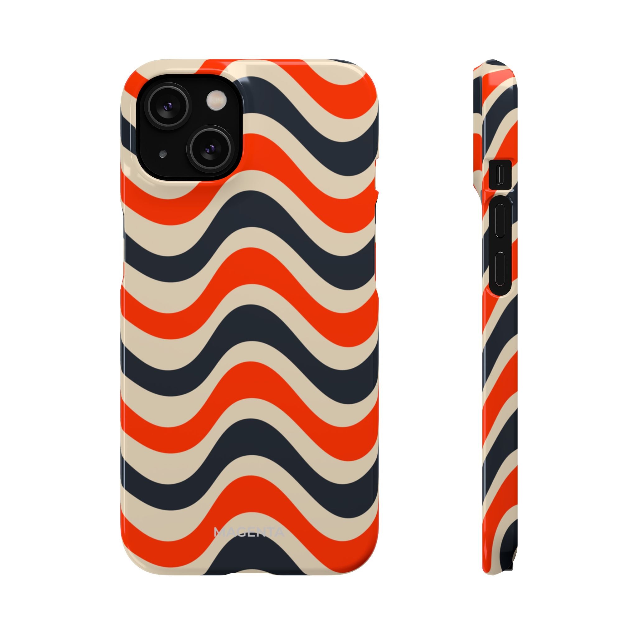 Black & Red Waves Snap Case