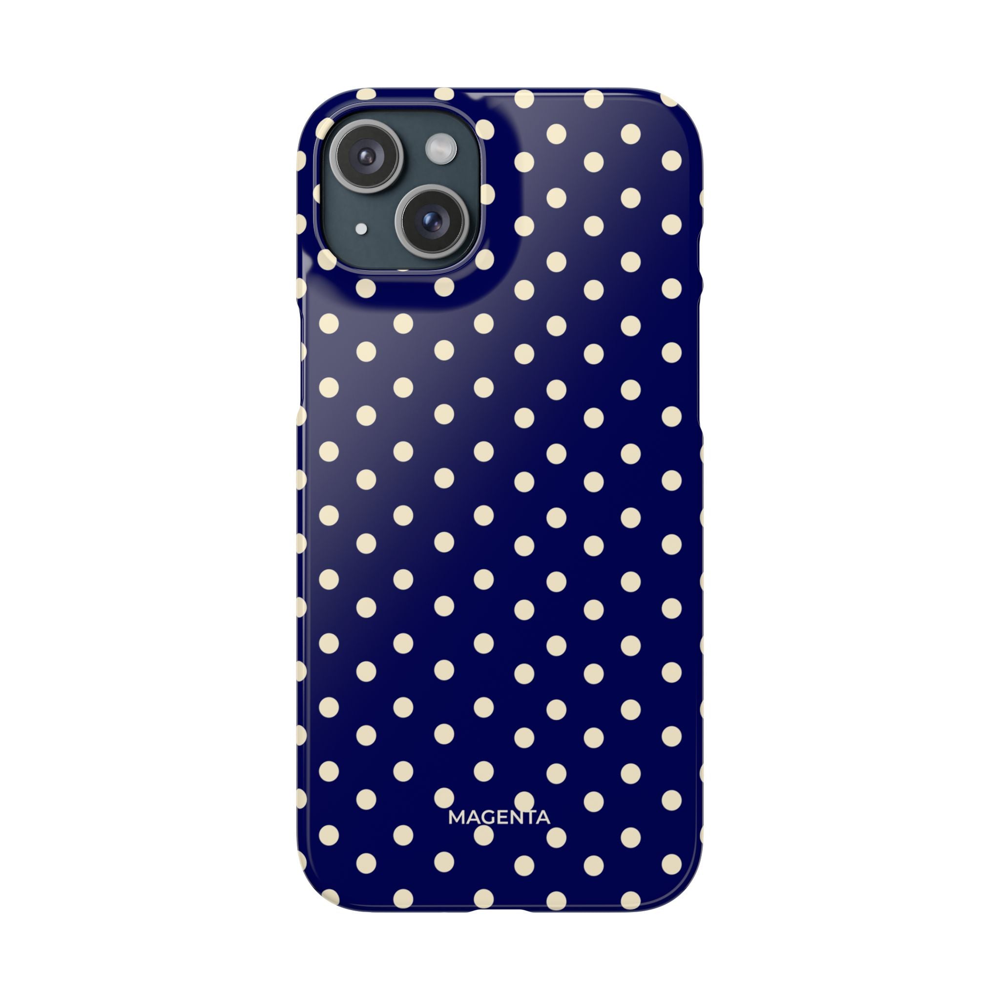 Cream on Navy Polka Dot Snap Case
