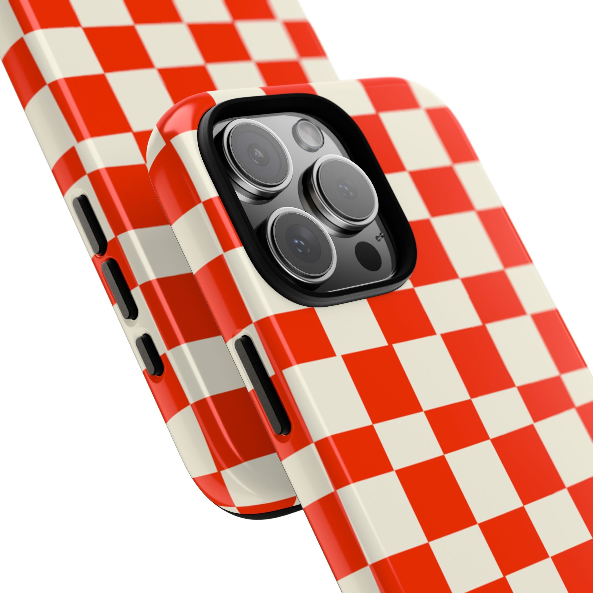 Red & Off White Check Tough Case