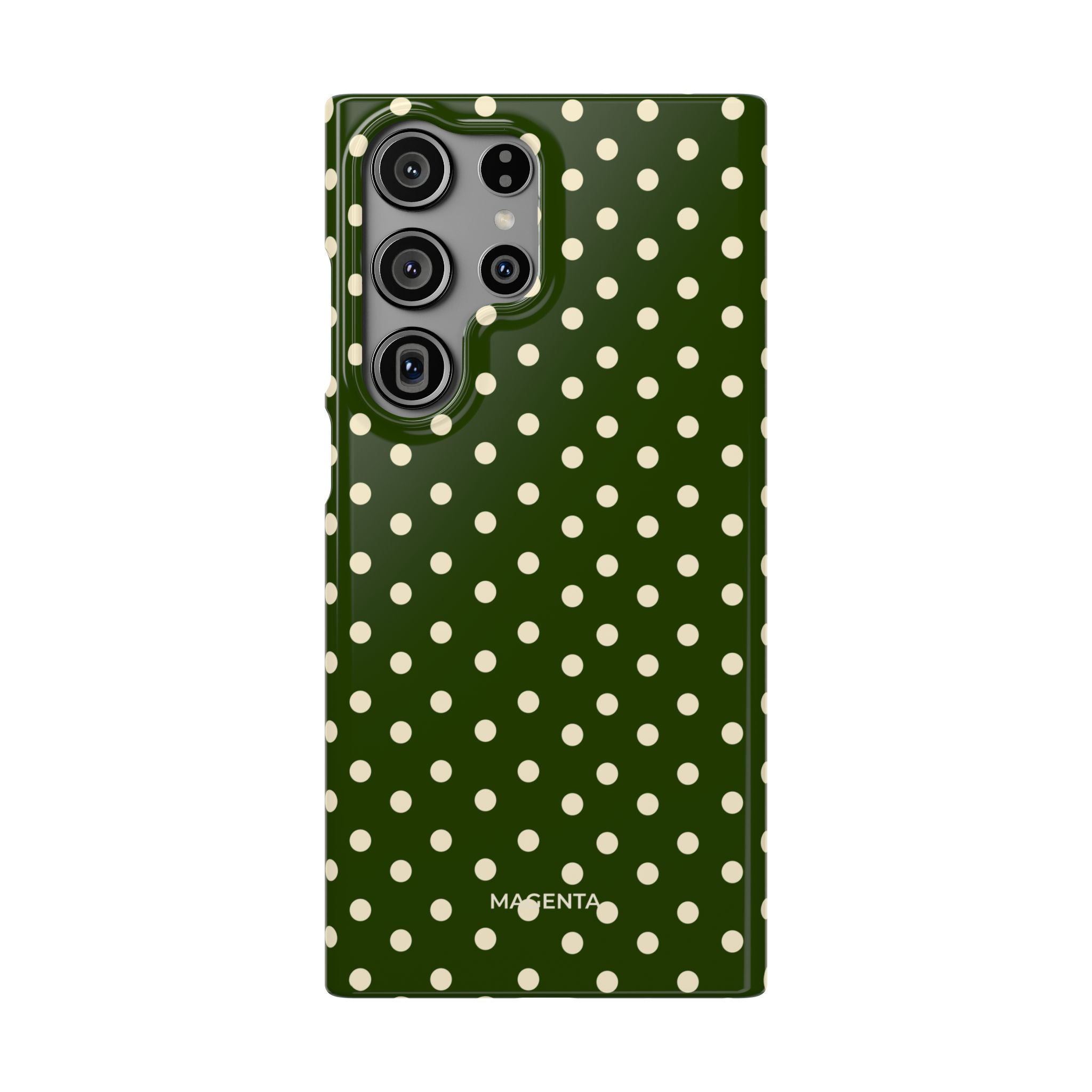 Cream On Dark Olive Polka Dot Snap Case