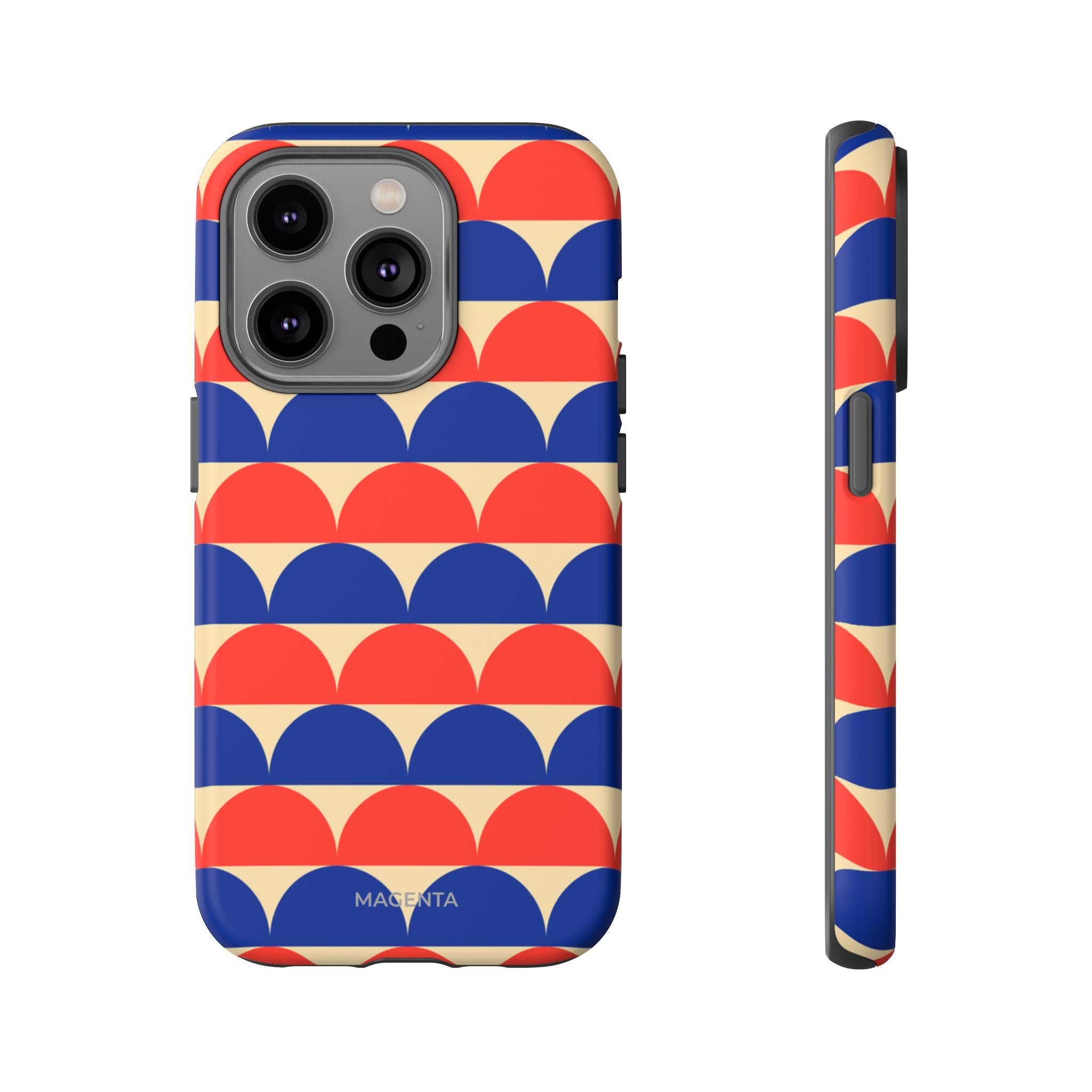 Half-Circles Blue-Red on Cream Tough Case