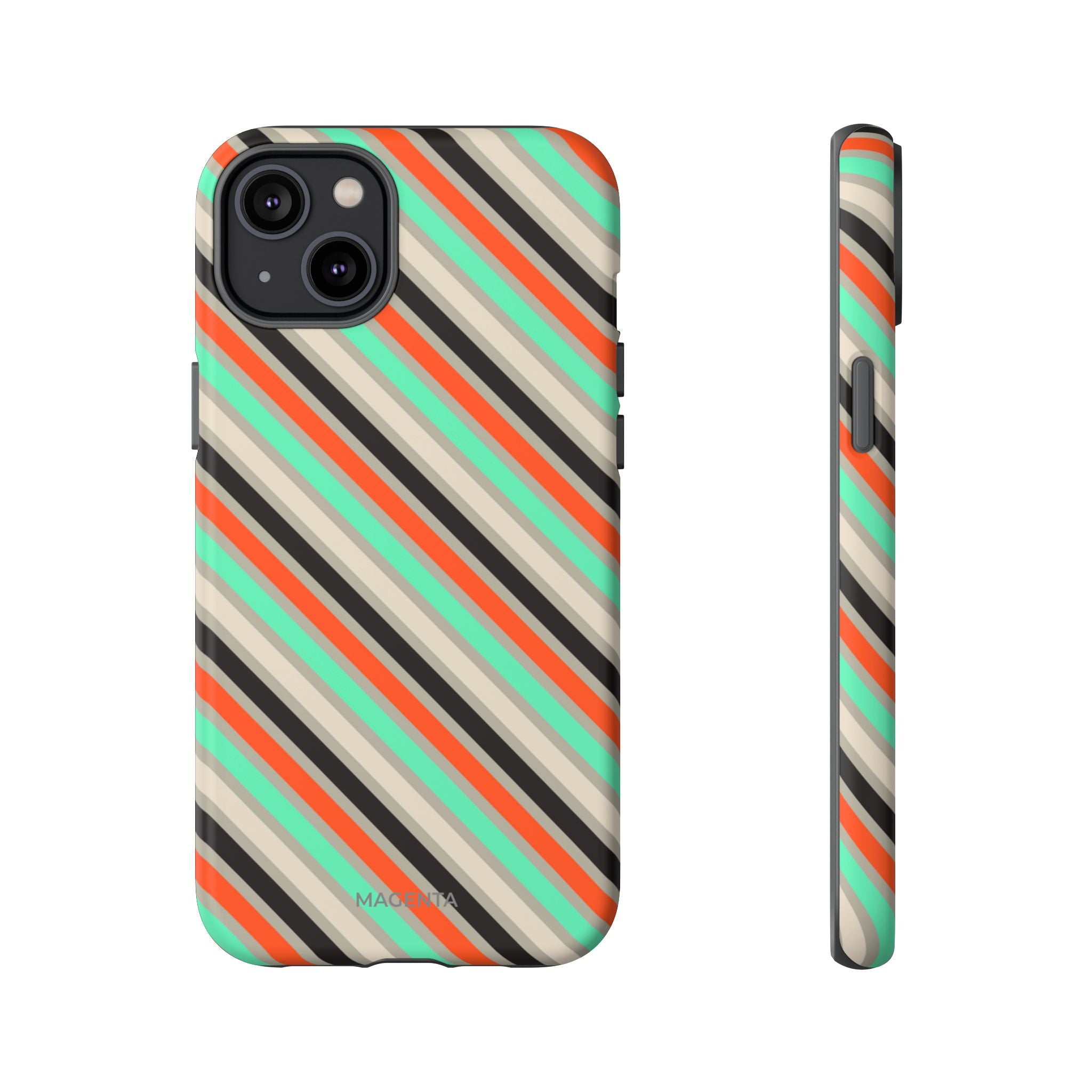 Mint-Coral Stripes Tough Case