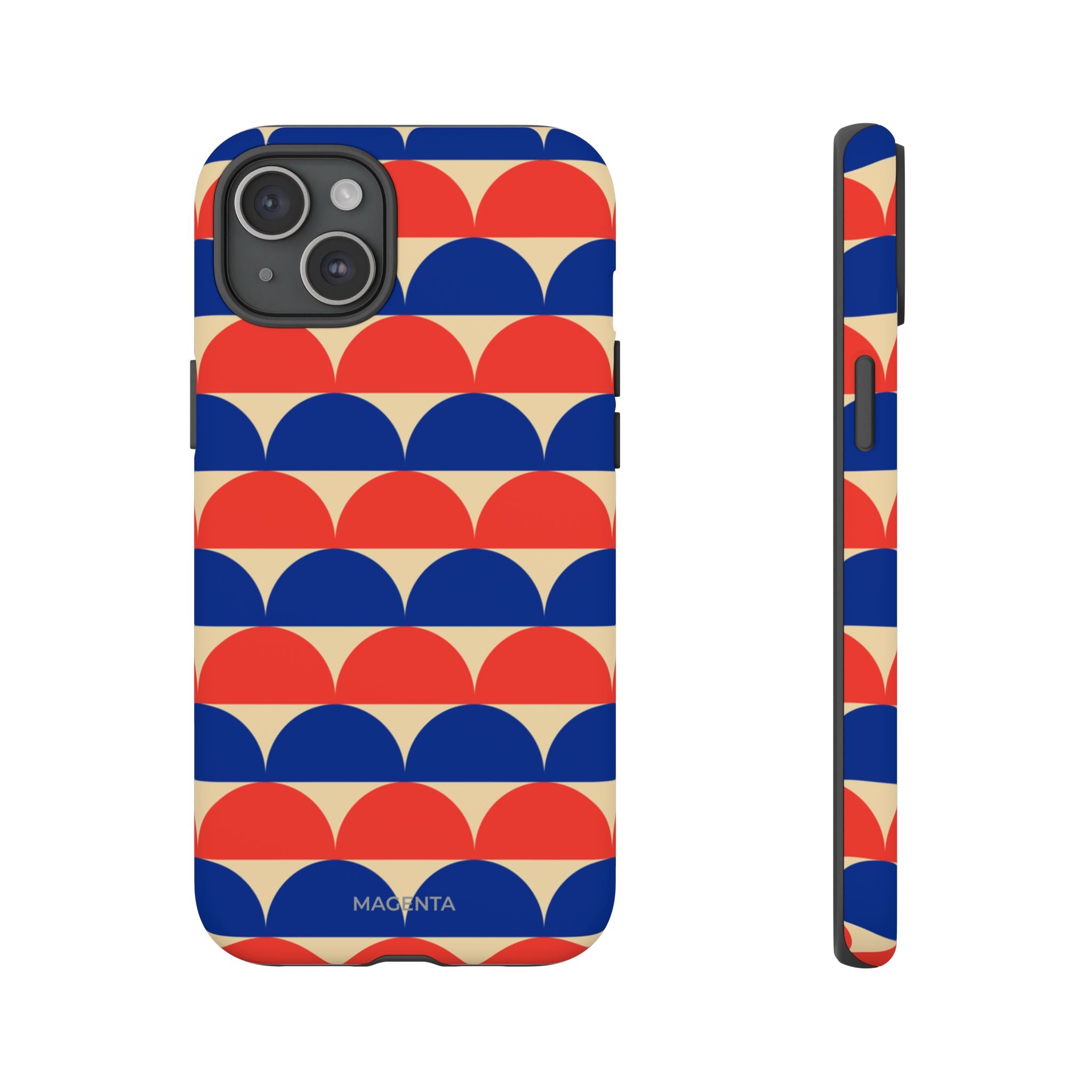 Half-Circles Blue-Red on Cream Tough Case