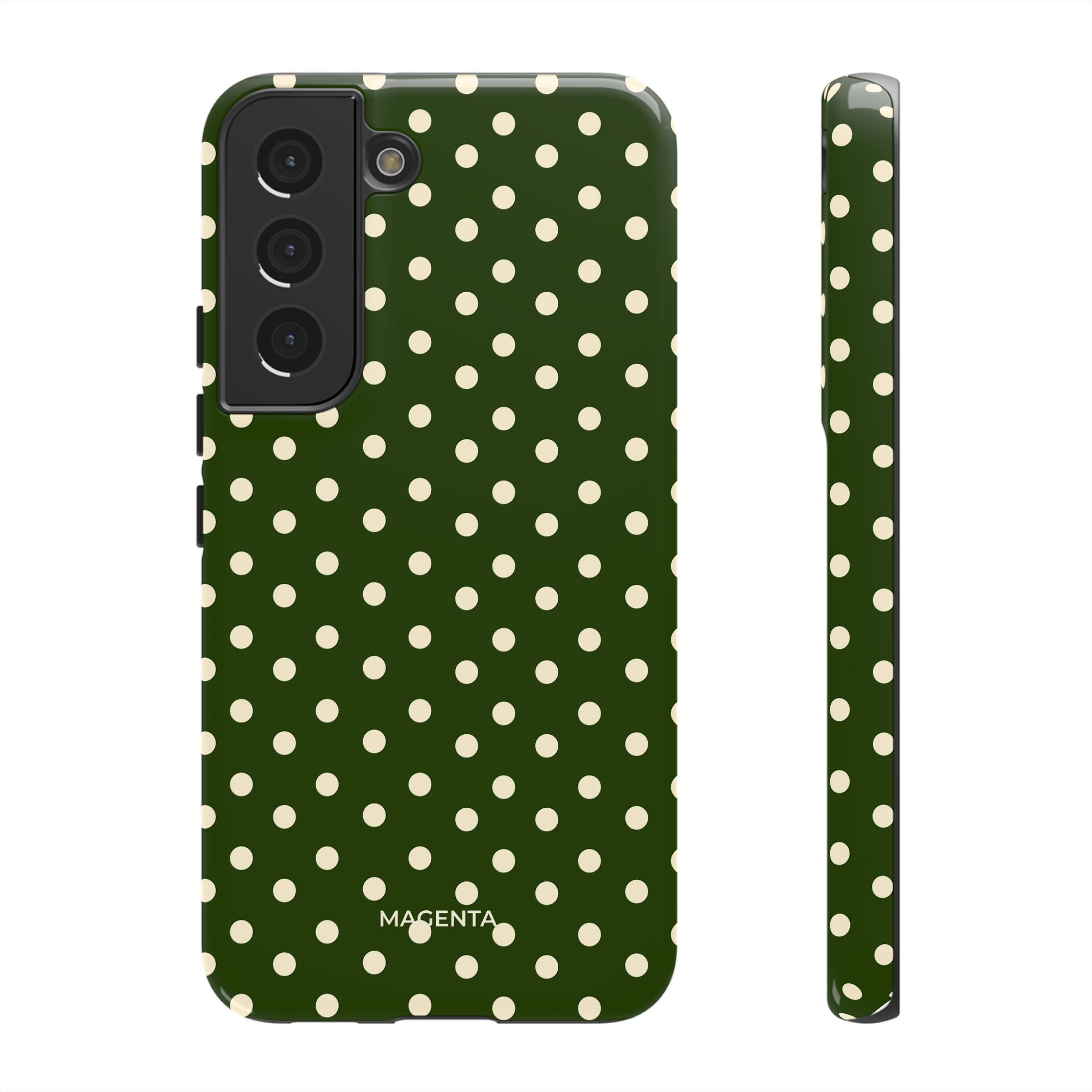 Cream On Dark Olive Polka Dot Tough Case