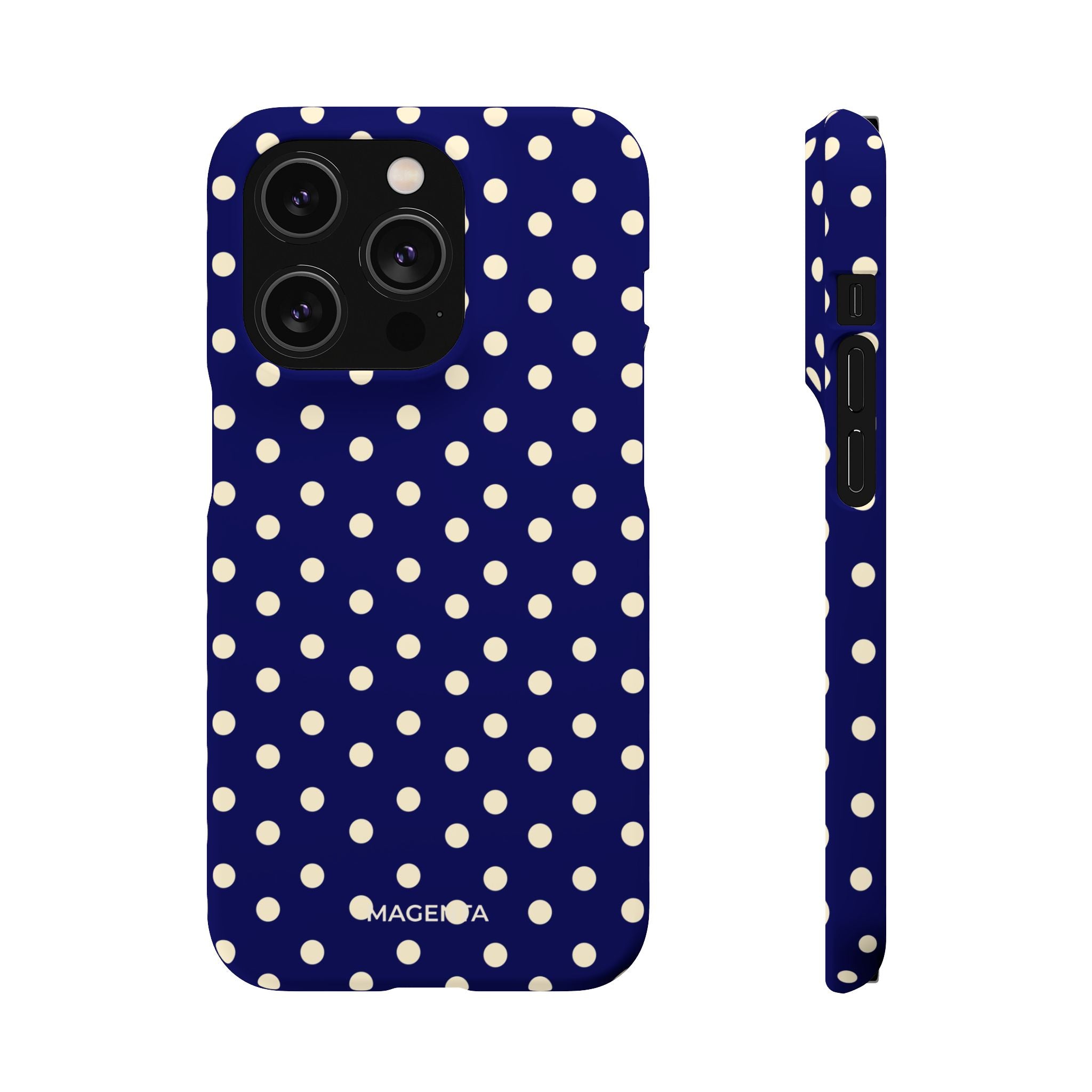Cream on Navy Polka Dot Snap Case