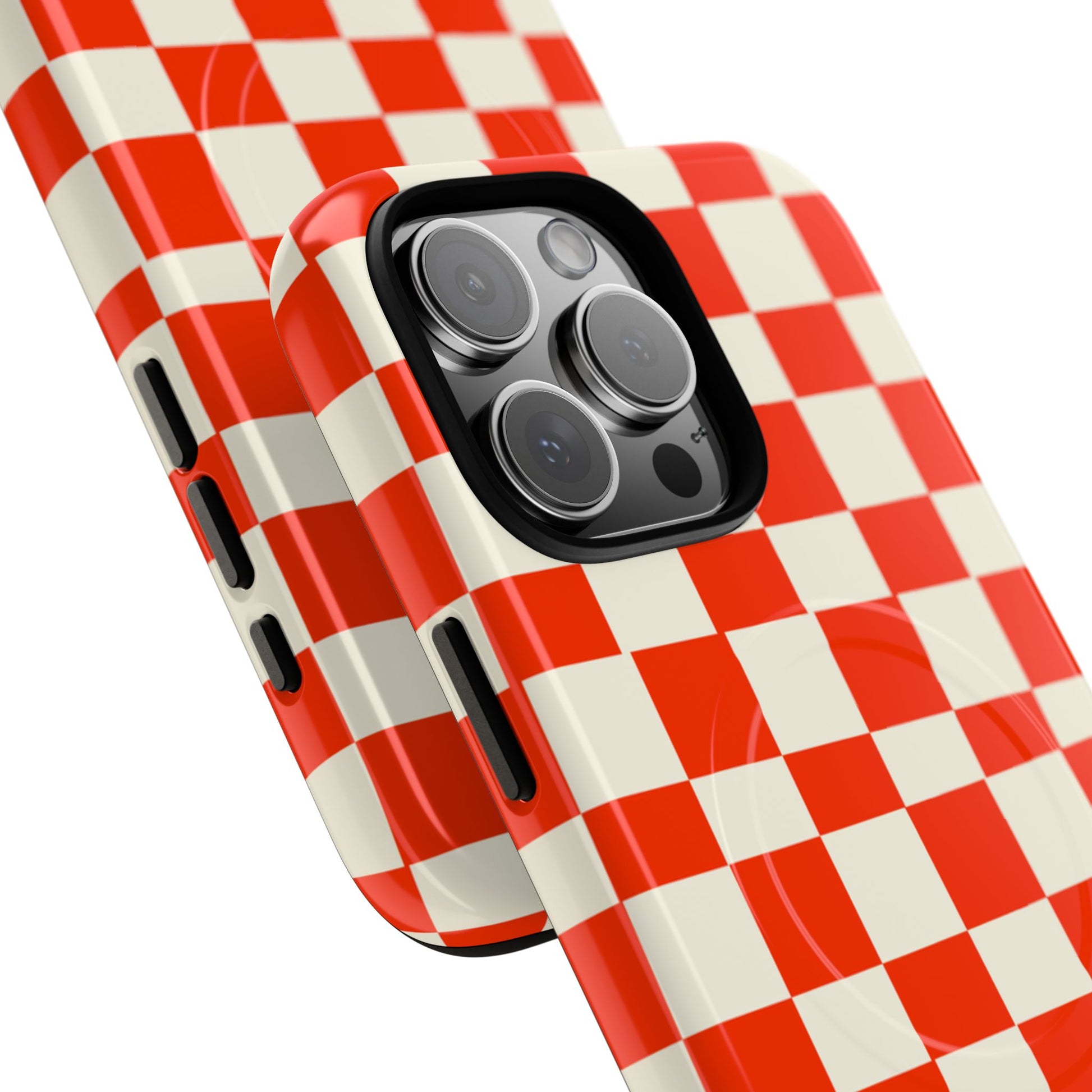 Red & Off White Check Tough Magnetic Case