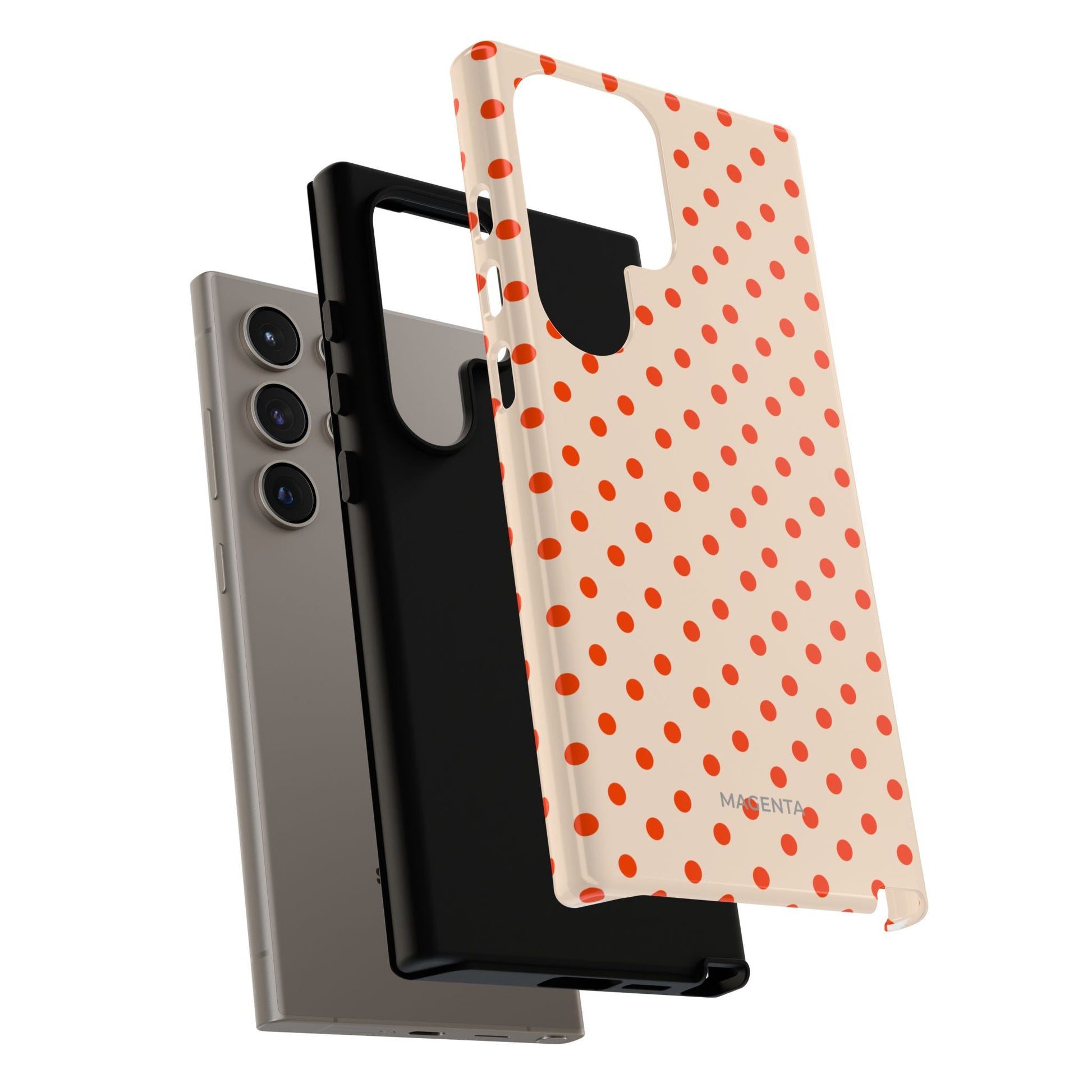Orange Red On Cream Polka Dot Tough Case