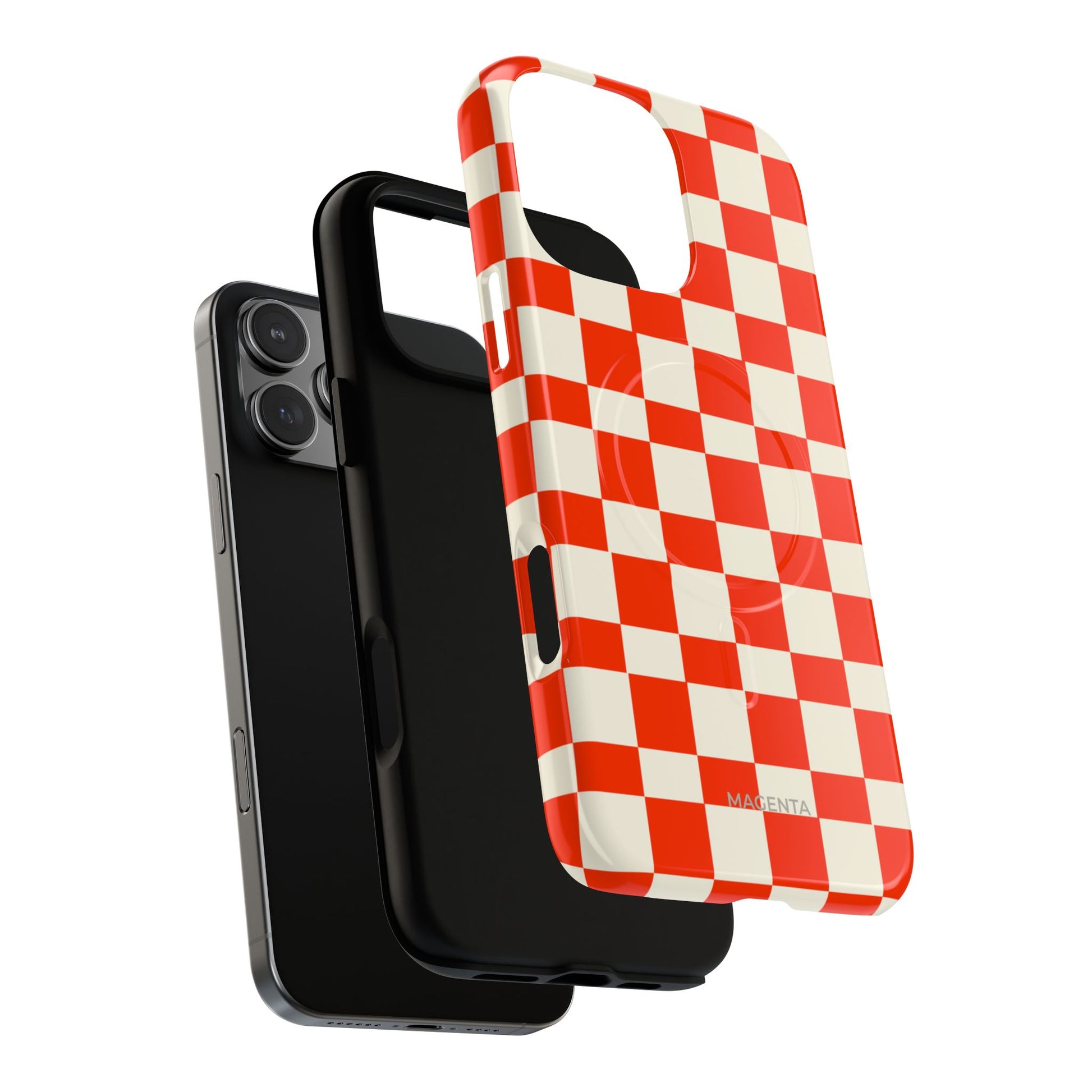 Red & Off White Check Tough Magnetic Case