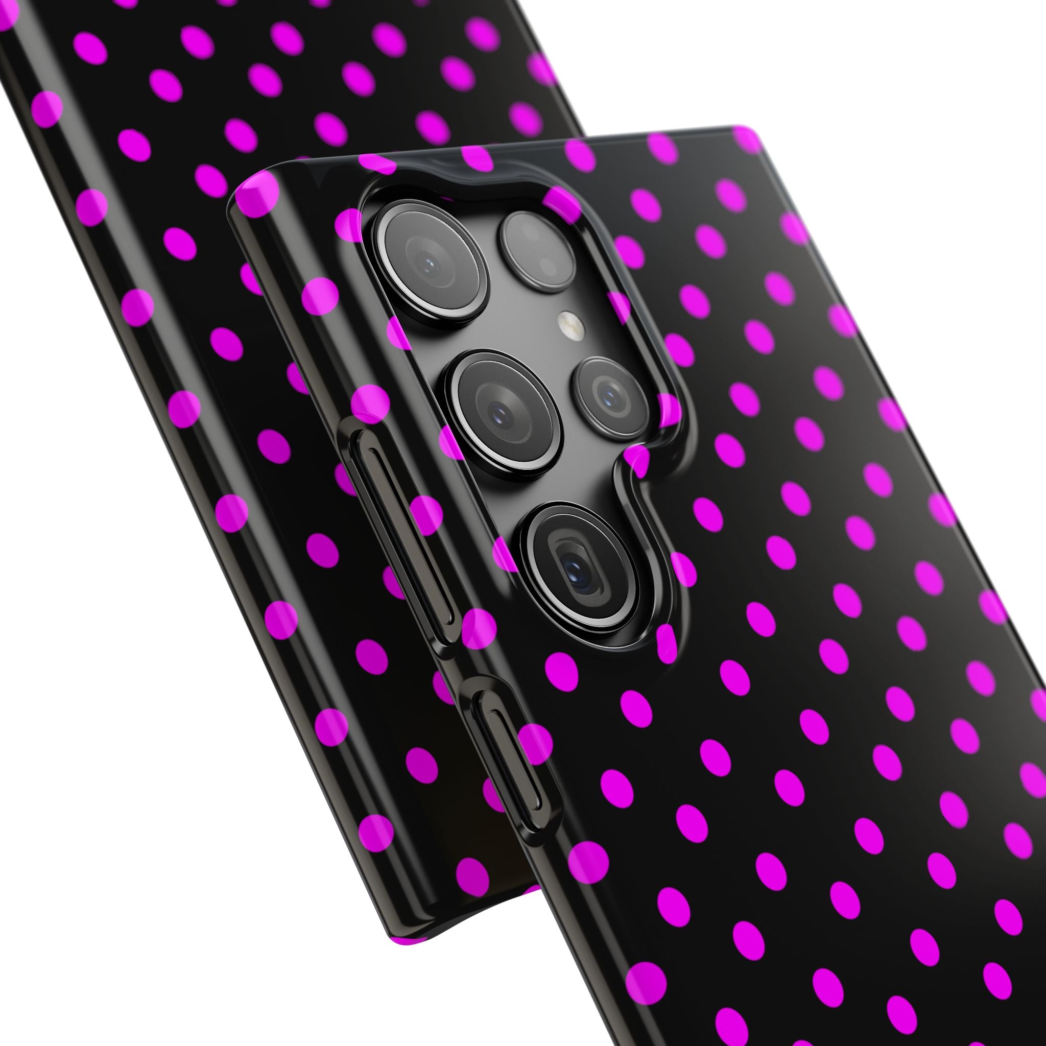 Magenta On Black Polka Dot Snap Case