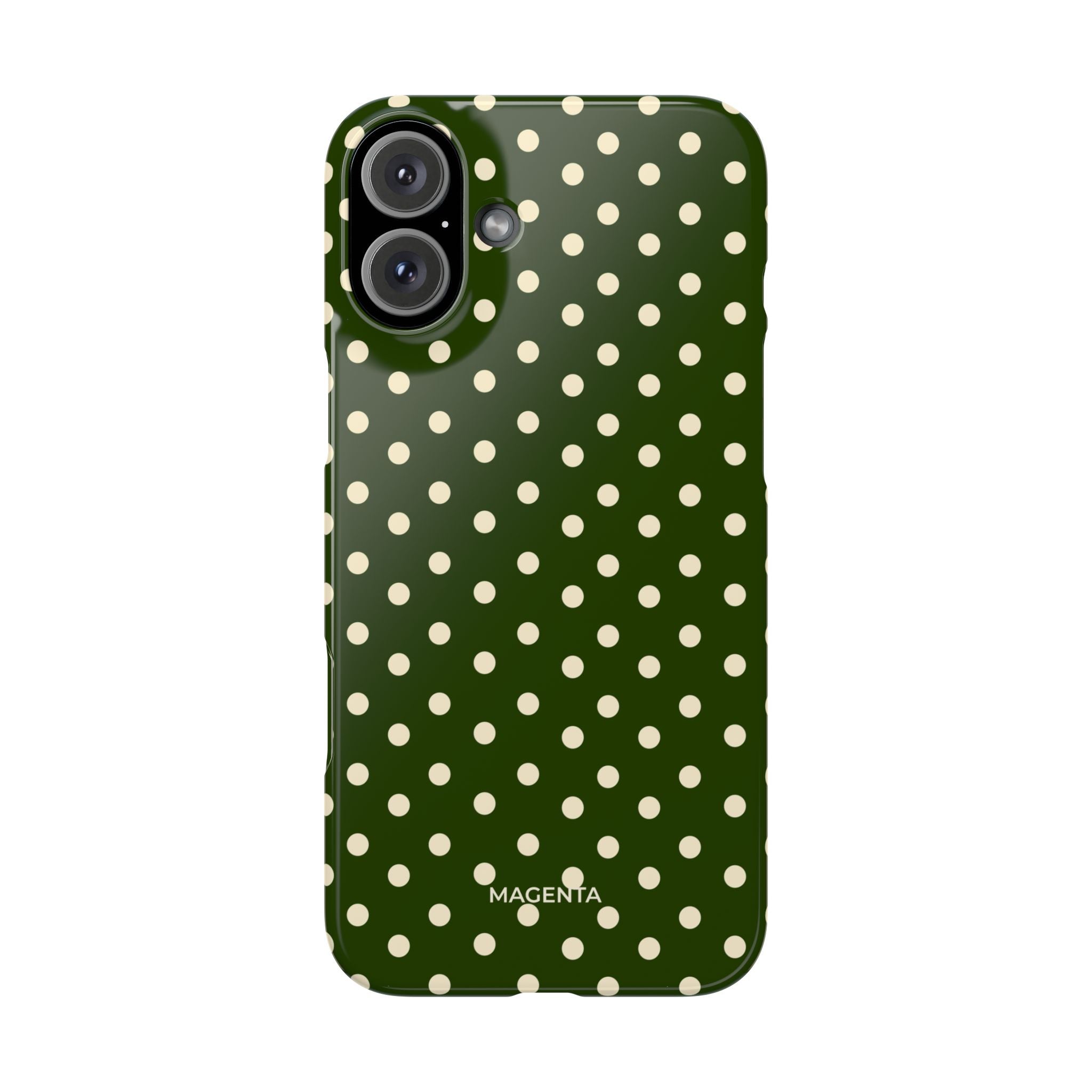 Cream on Dark Olive Polka Dot Snap Case