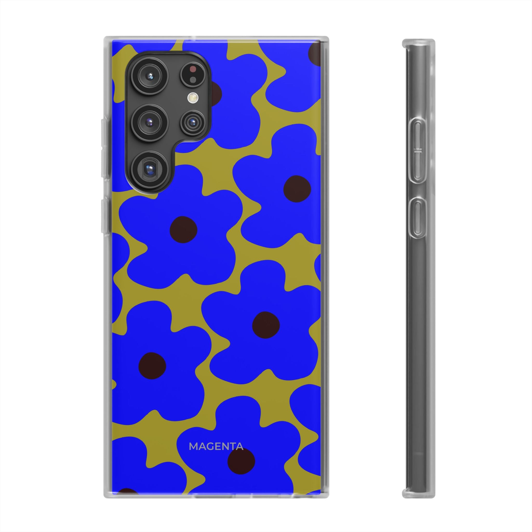 Cobalt Floral On Deep Green